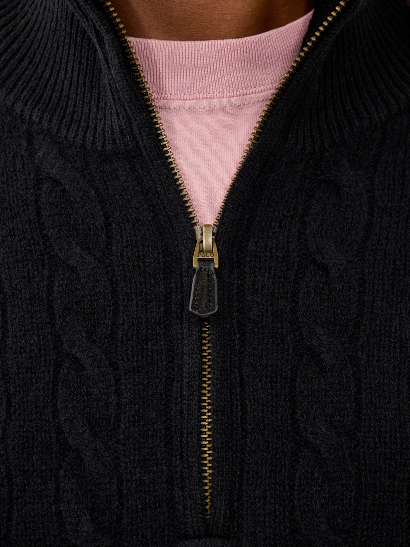 Cable-Knit Half-Zip Jumper Black