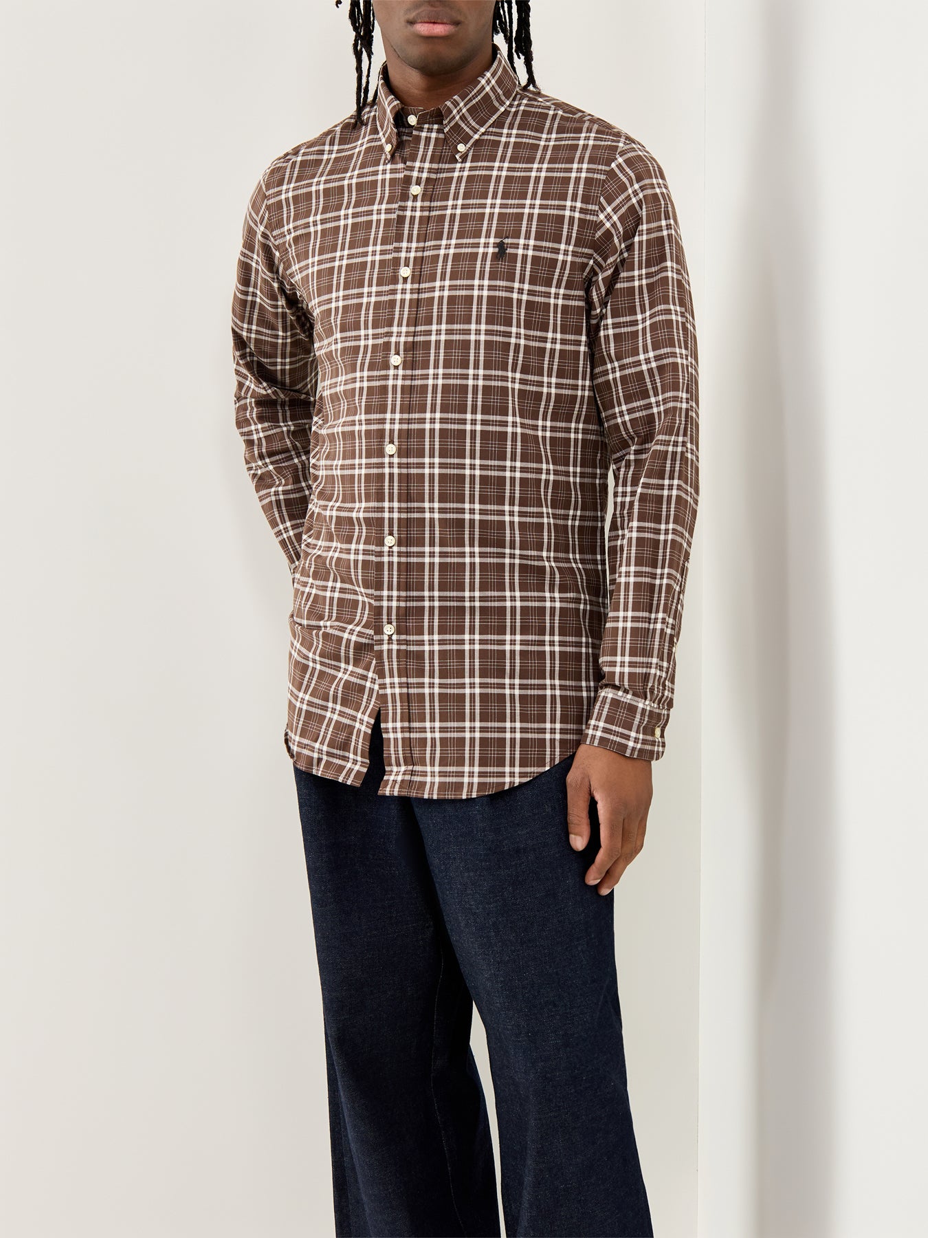 Twill Check Shirt Brown Cream