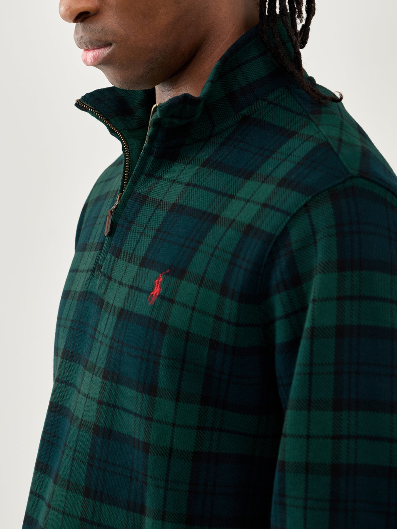 Tartan Quarter-Zip Sweatshirt Blackwatch Plaid