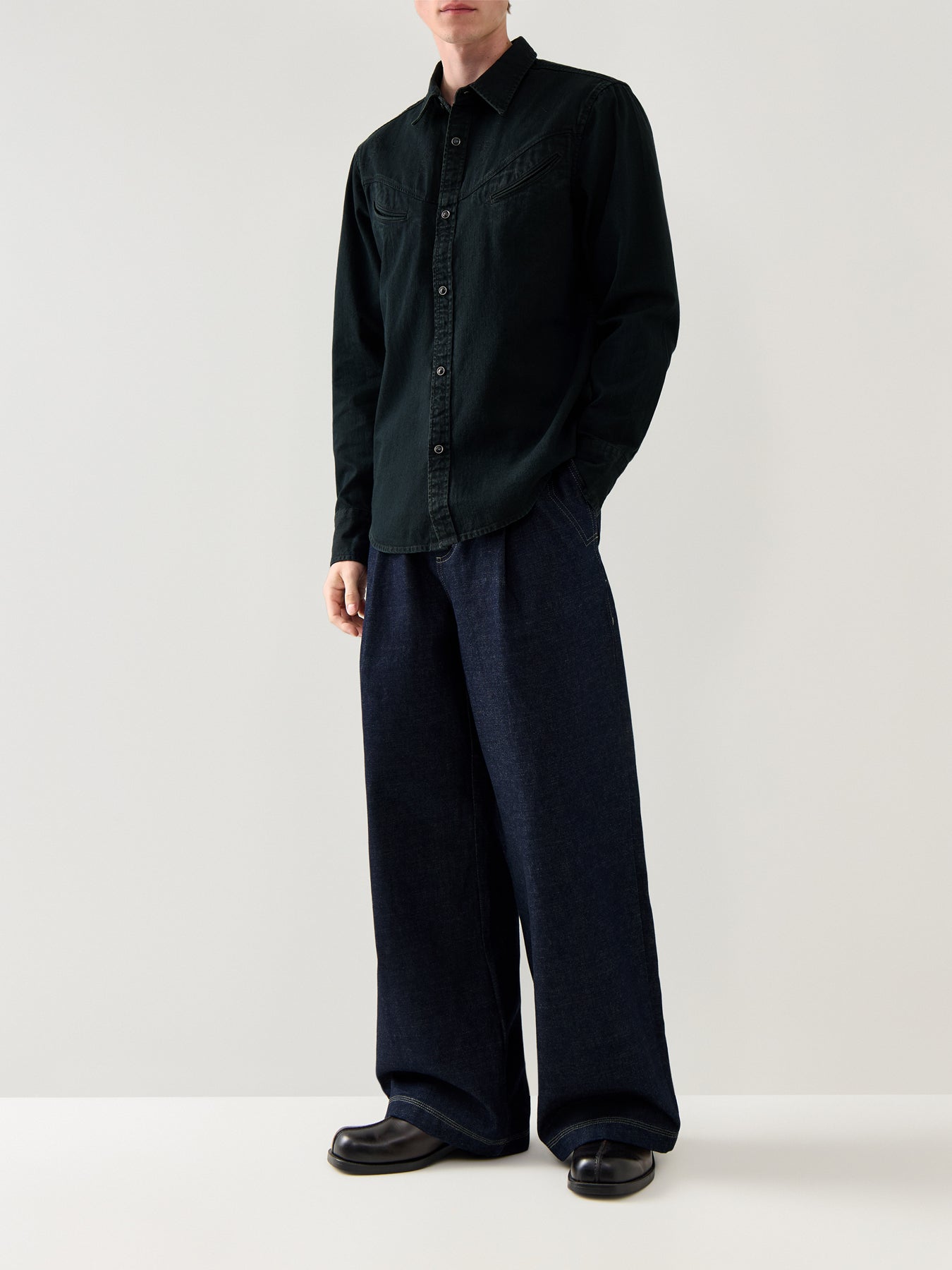 Smiley Western Denim Shirt Black