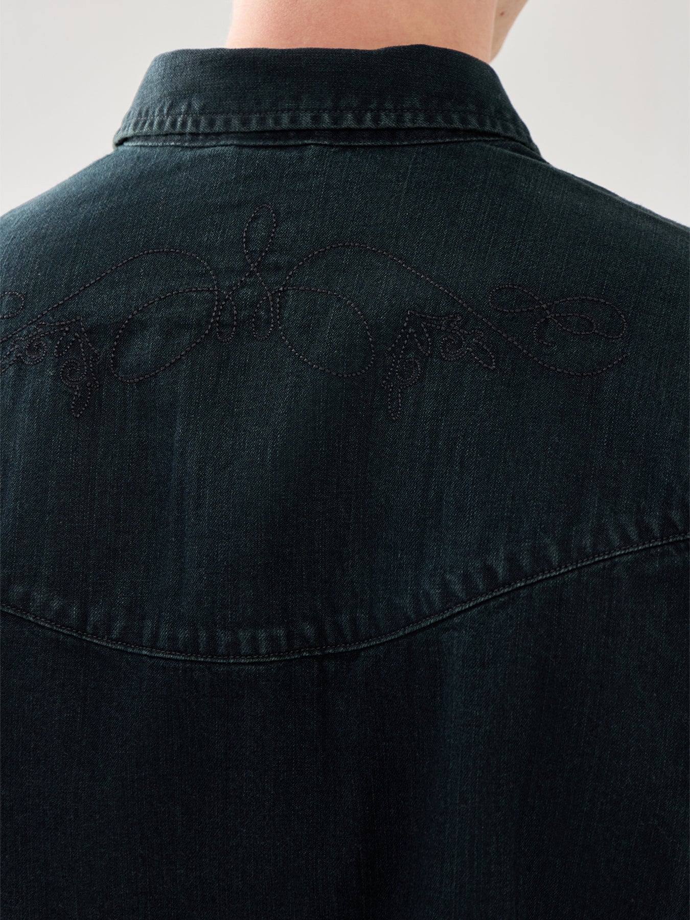 Smiley Western Denim Shirt Black