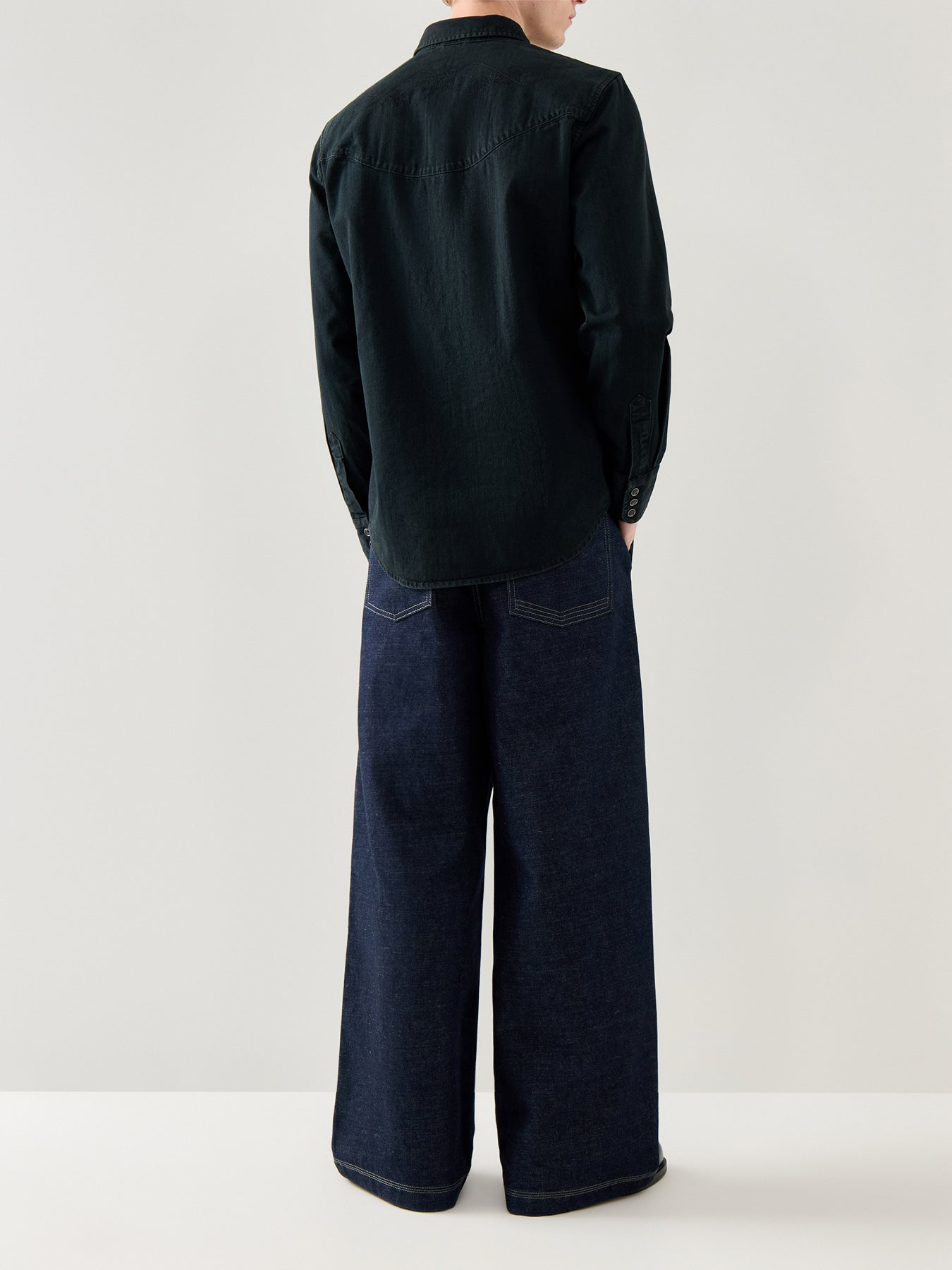 Smiley Western Denim Shirt Black