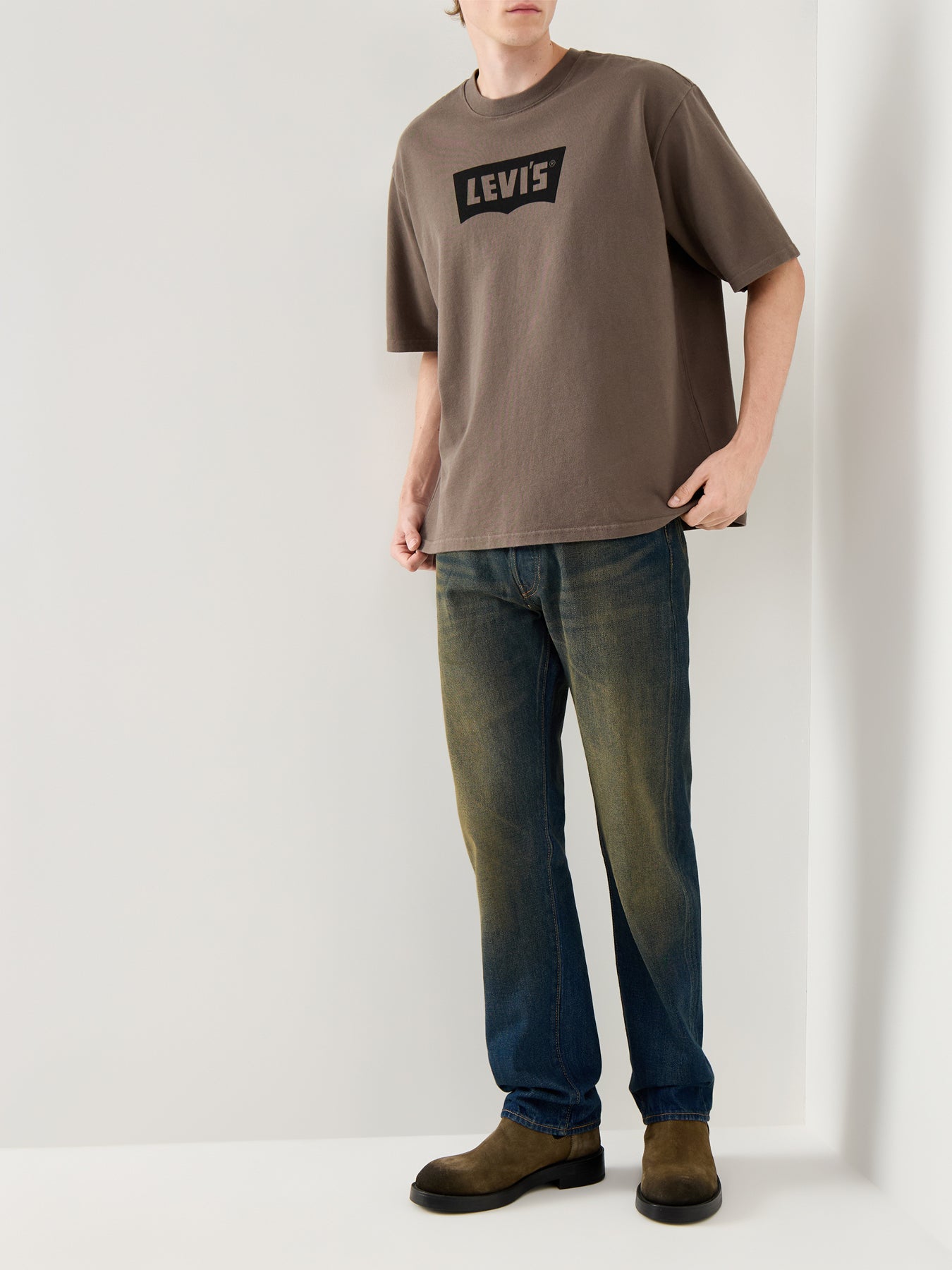 Half Sleeve Cotton Tee Brown