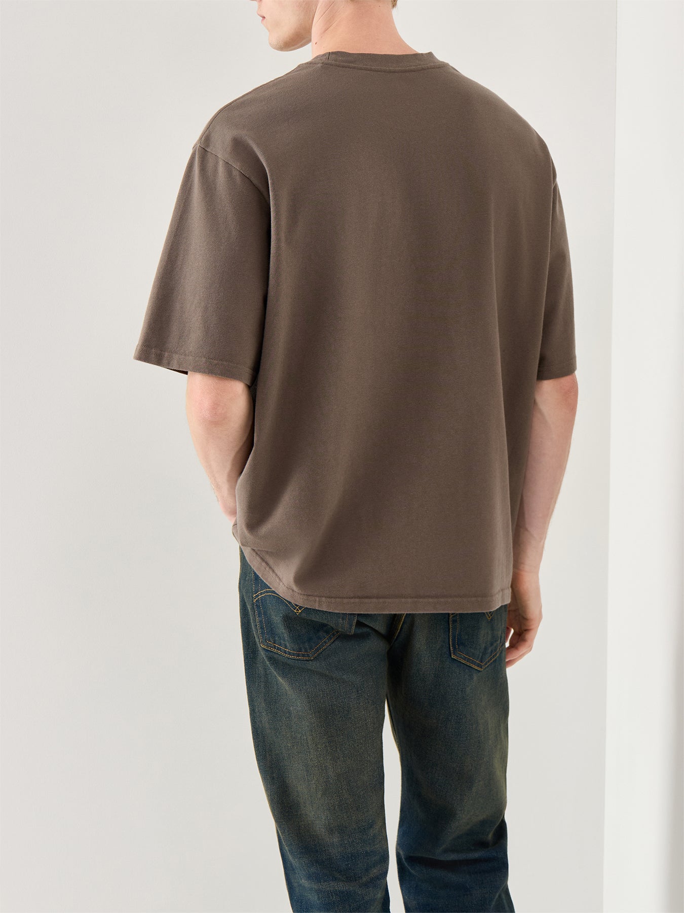 Half Sleeve Cotton Tee Brown