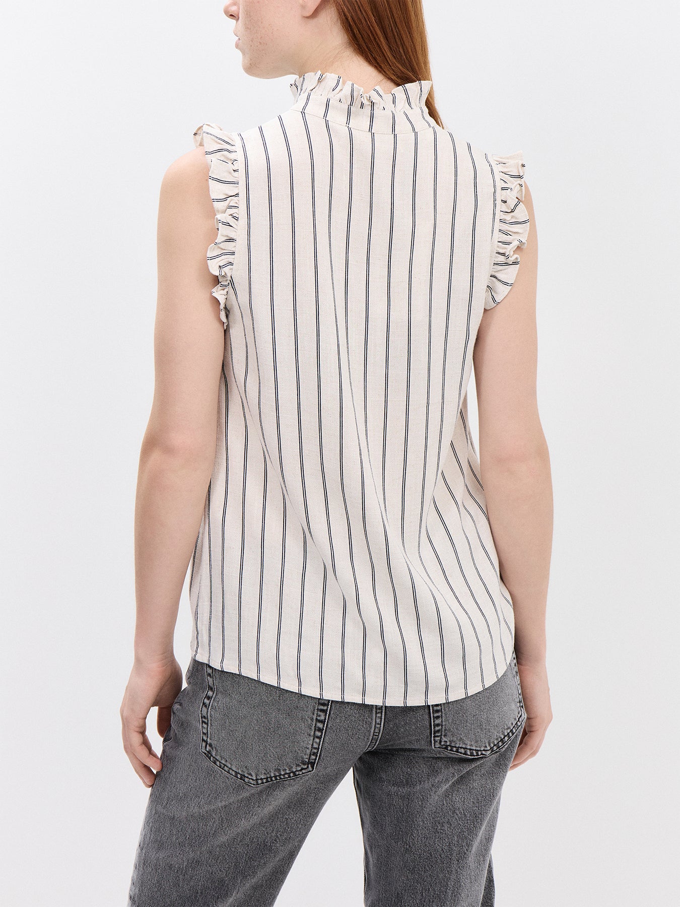 Ruffle Striped Sun Top Sandshell
