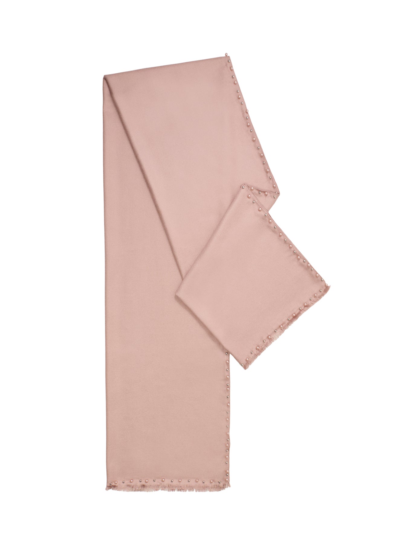 Pearl and Stud Border Scarf Pink