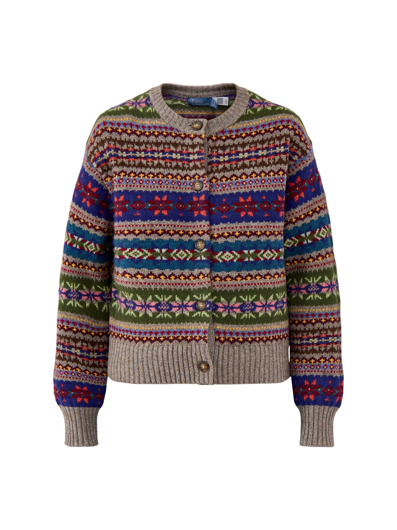 Sweater Cardigan Tan Multi