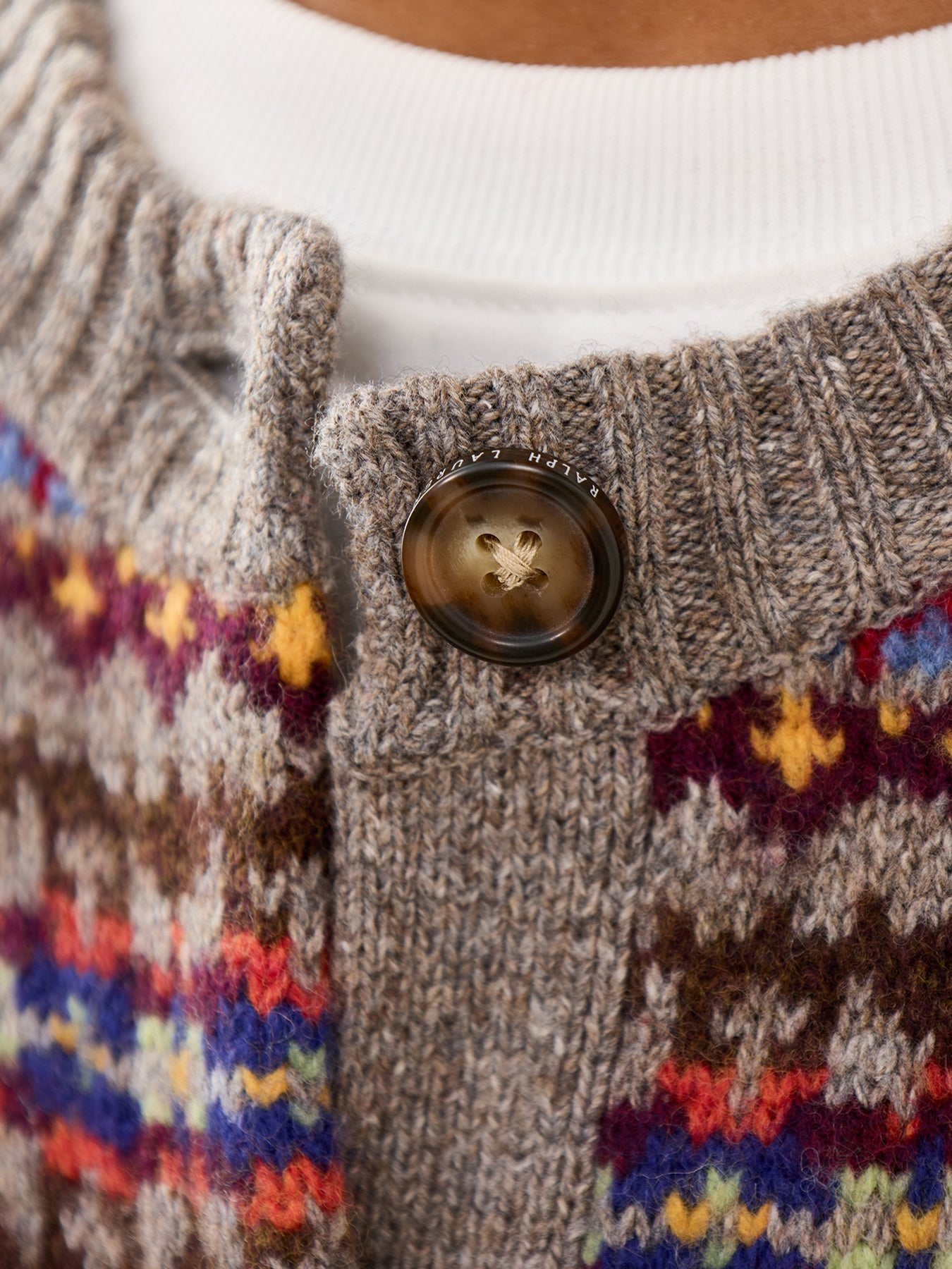 Sweater Cardigan Tan Multi