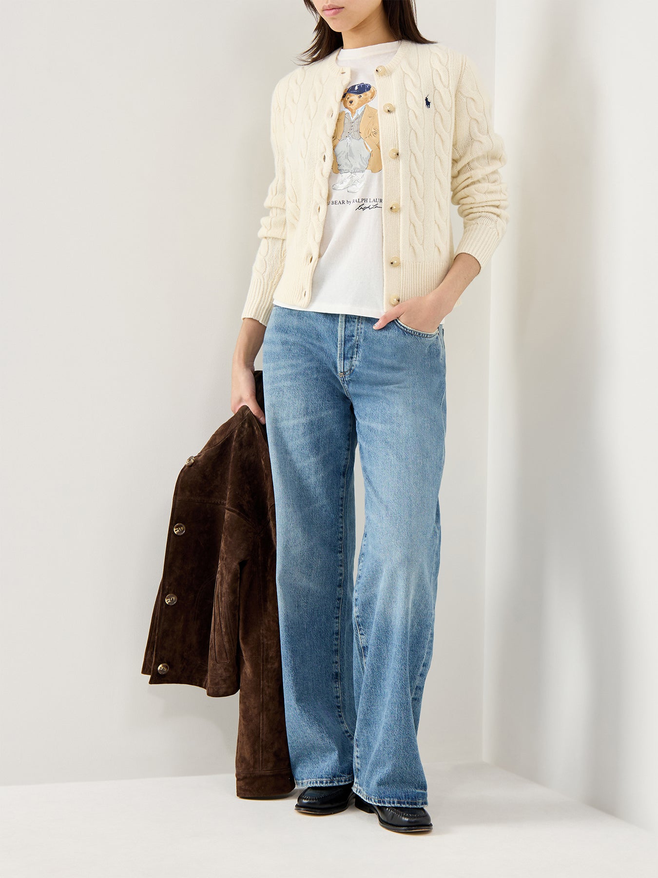 Cable Knit Cardigan Authentic Cream