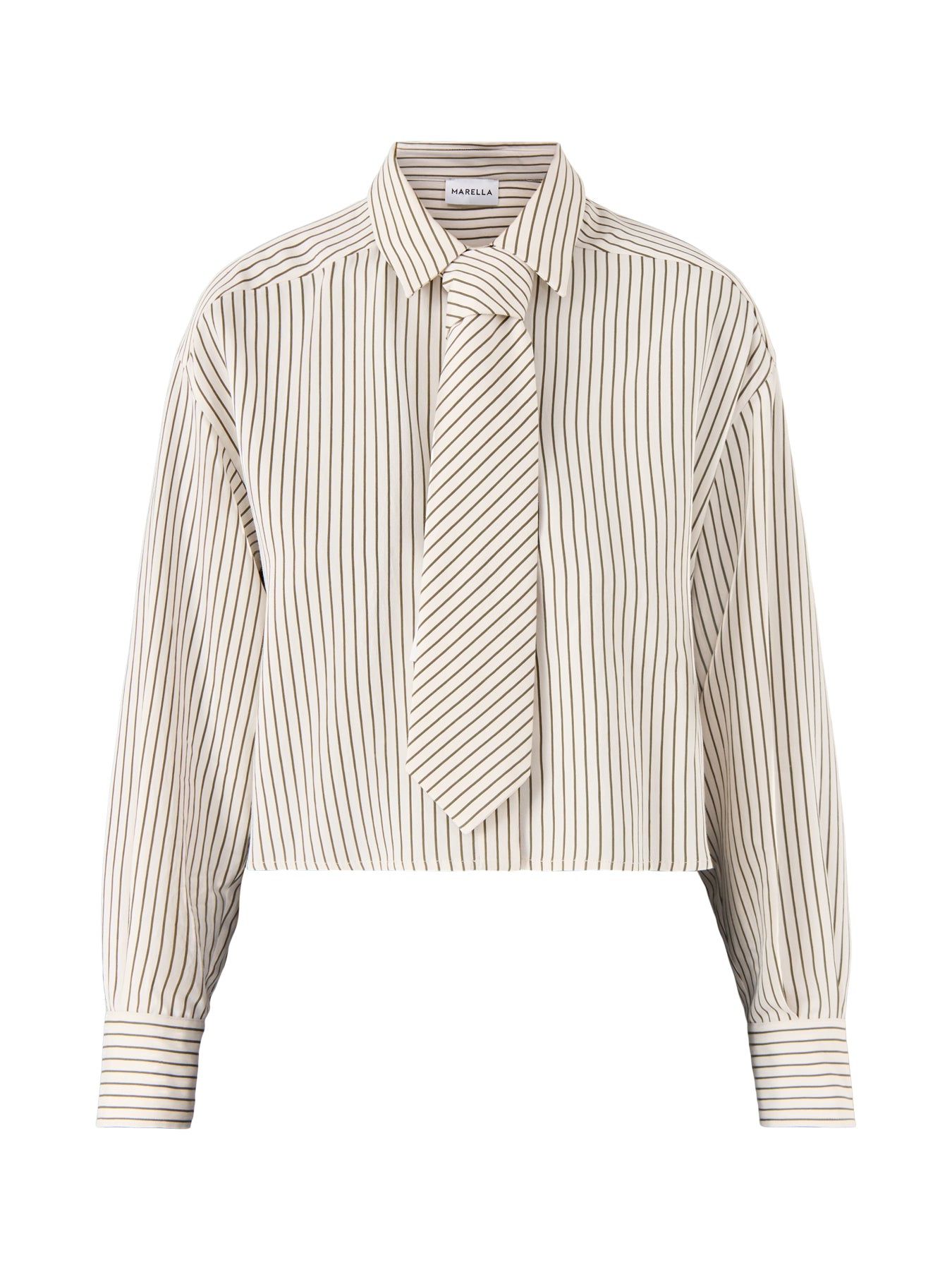 Marella Duke Cropped Pinstripe Shirt White