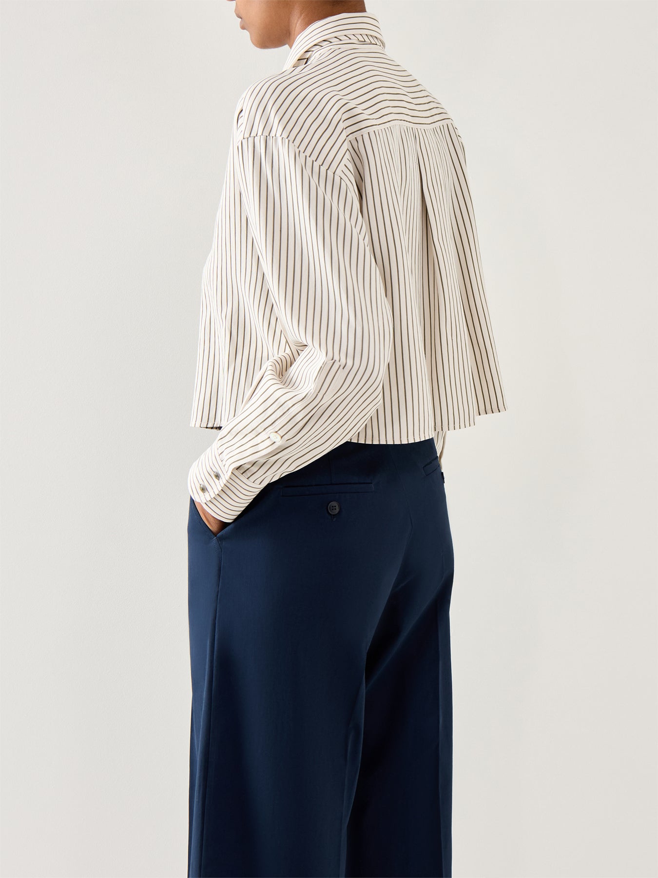 Marella Duke Cropped Pinstripe Shirt White