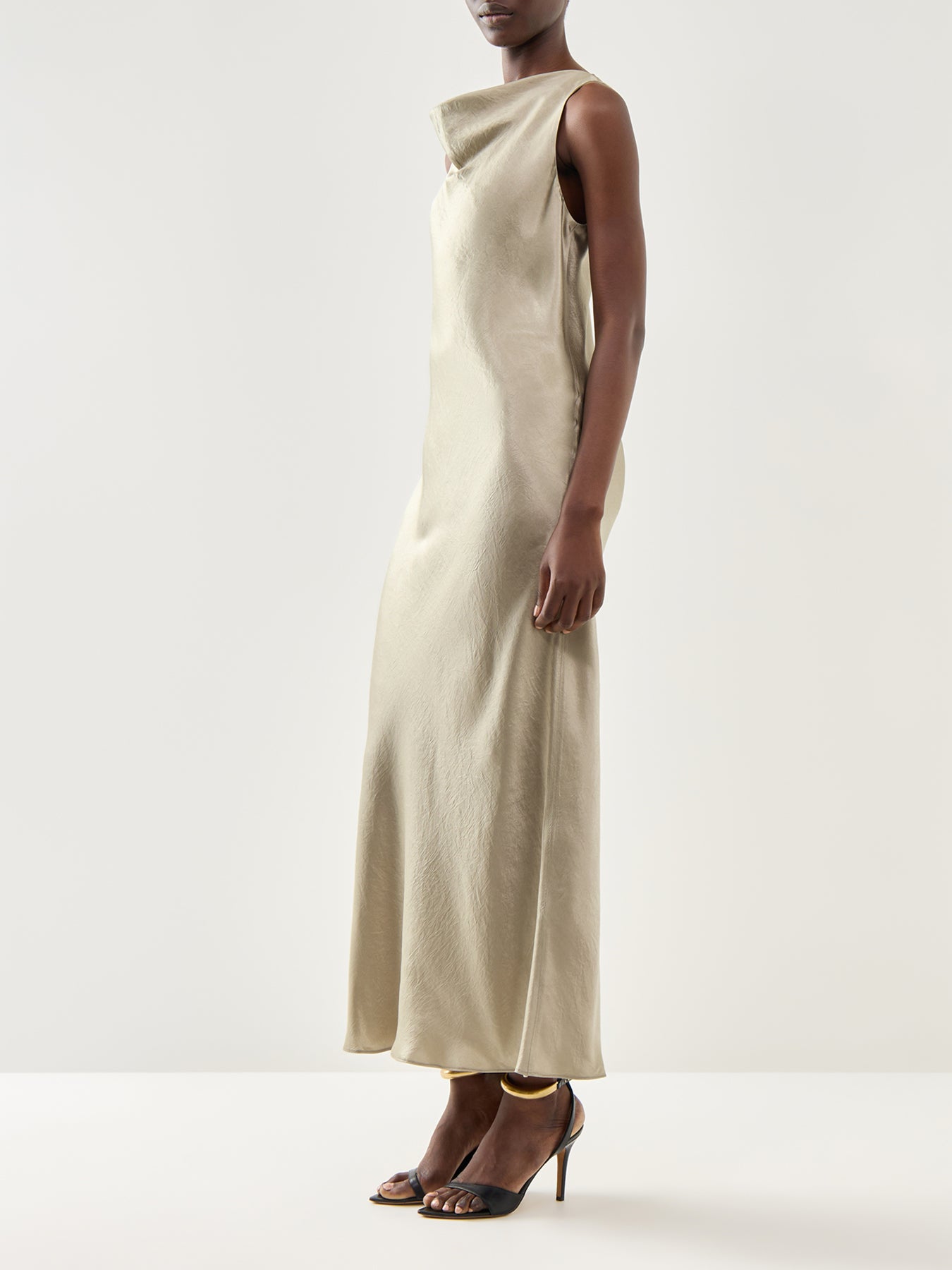 Marella Sapone Shiny Cowl Neck Maxi Dress