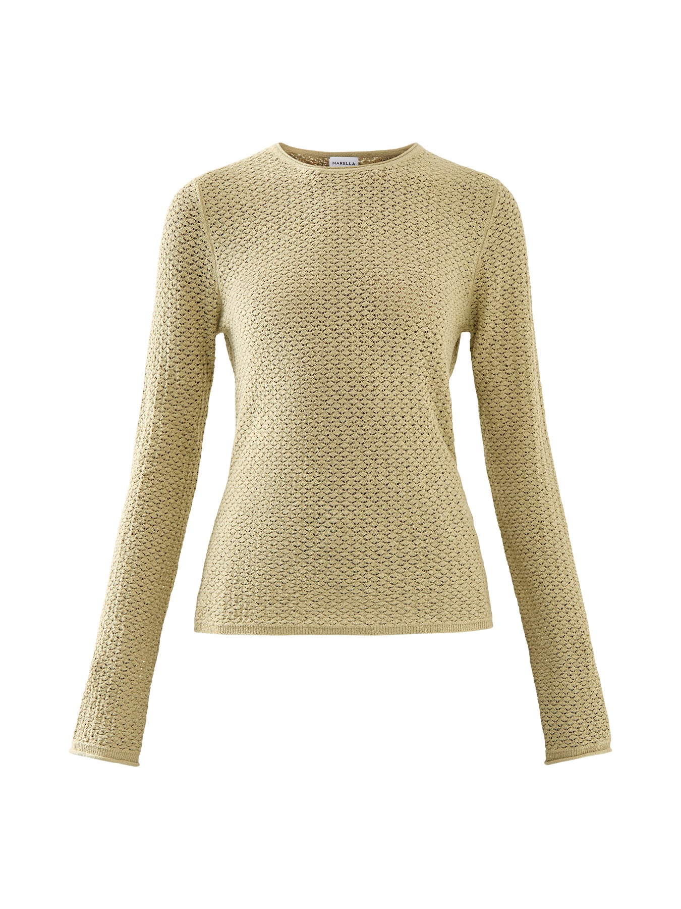 Marella Oliva Fine Knit With Contrast Neck Trim