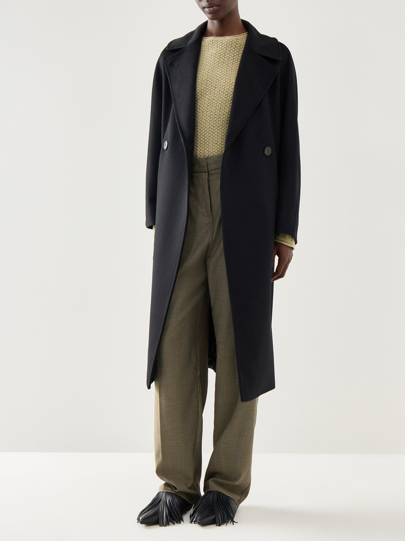 Marella Oliva Fine Knit With Contrast Neck Trim