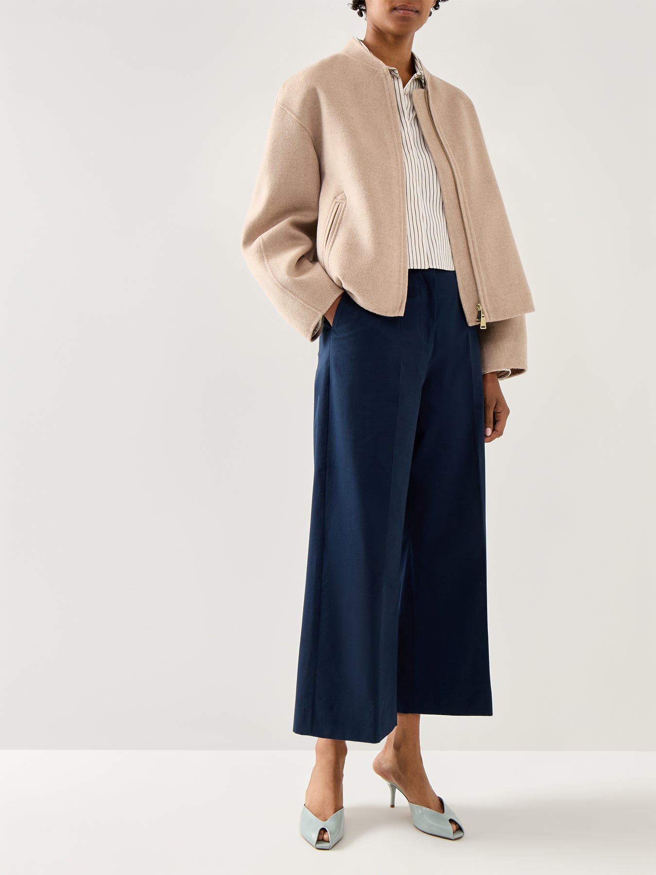 Marella Giga Zip Up Double Face Jacket Cream