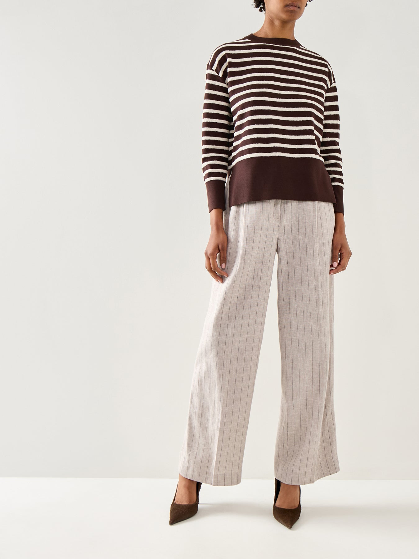 Sport Texas Crew Neck Striped Knitwear Brown
