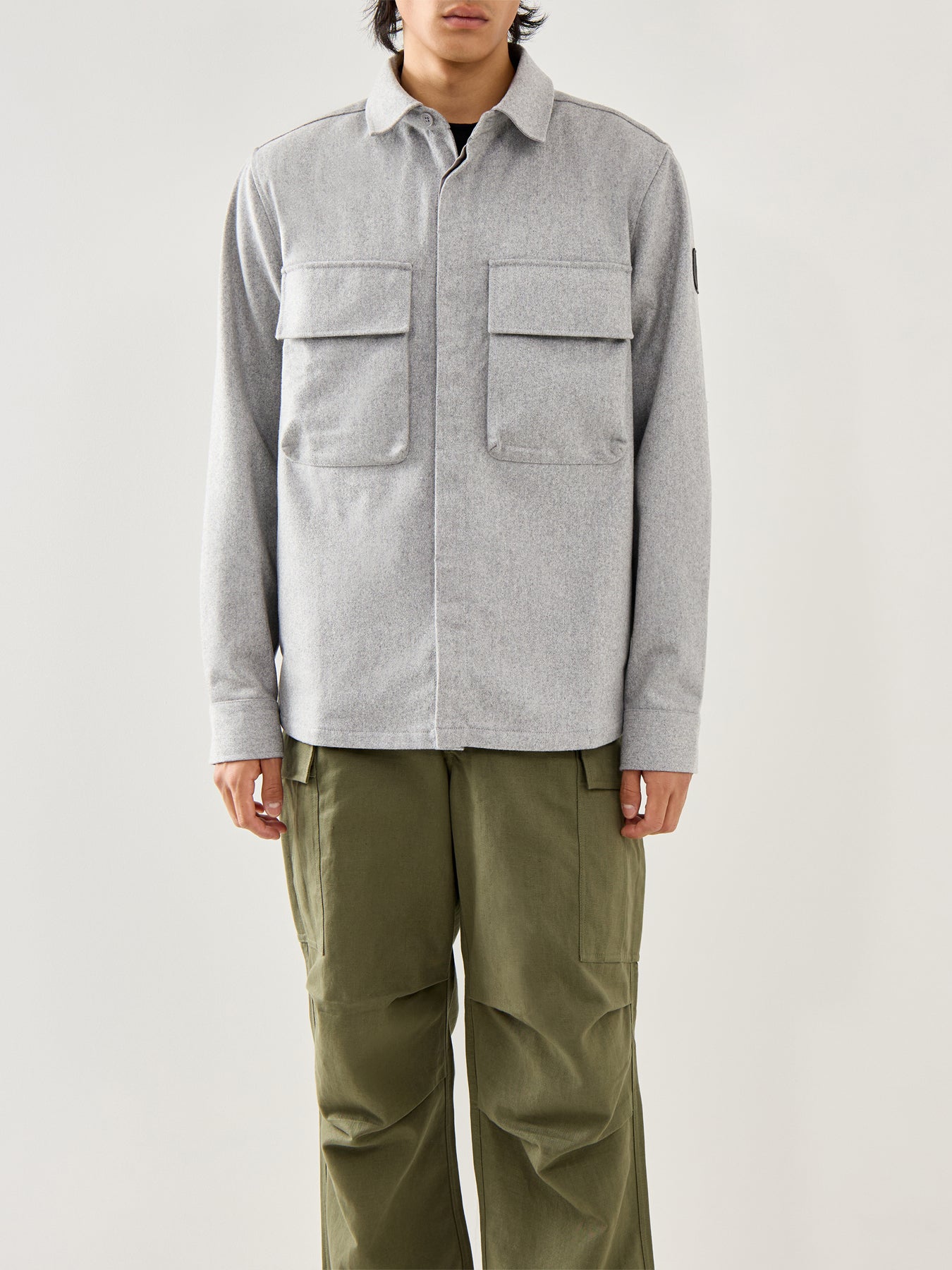 Pointer Wool Blend Over Shirt Light Grey Melange