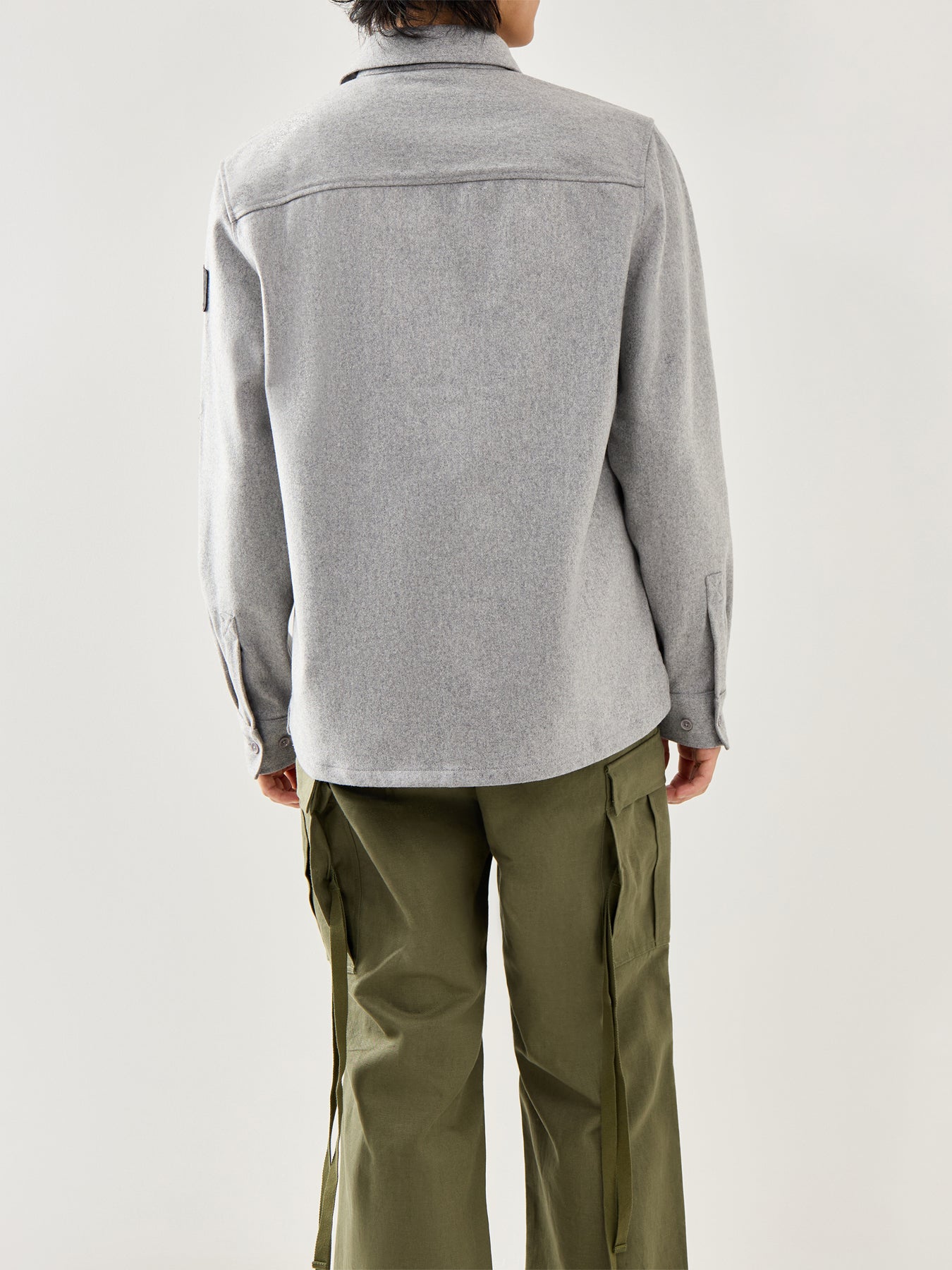 Pointer Wool Blend Over Shirt Light Grey Melange