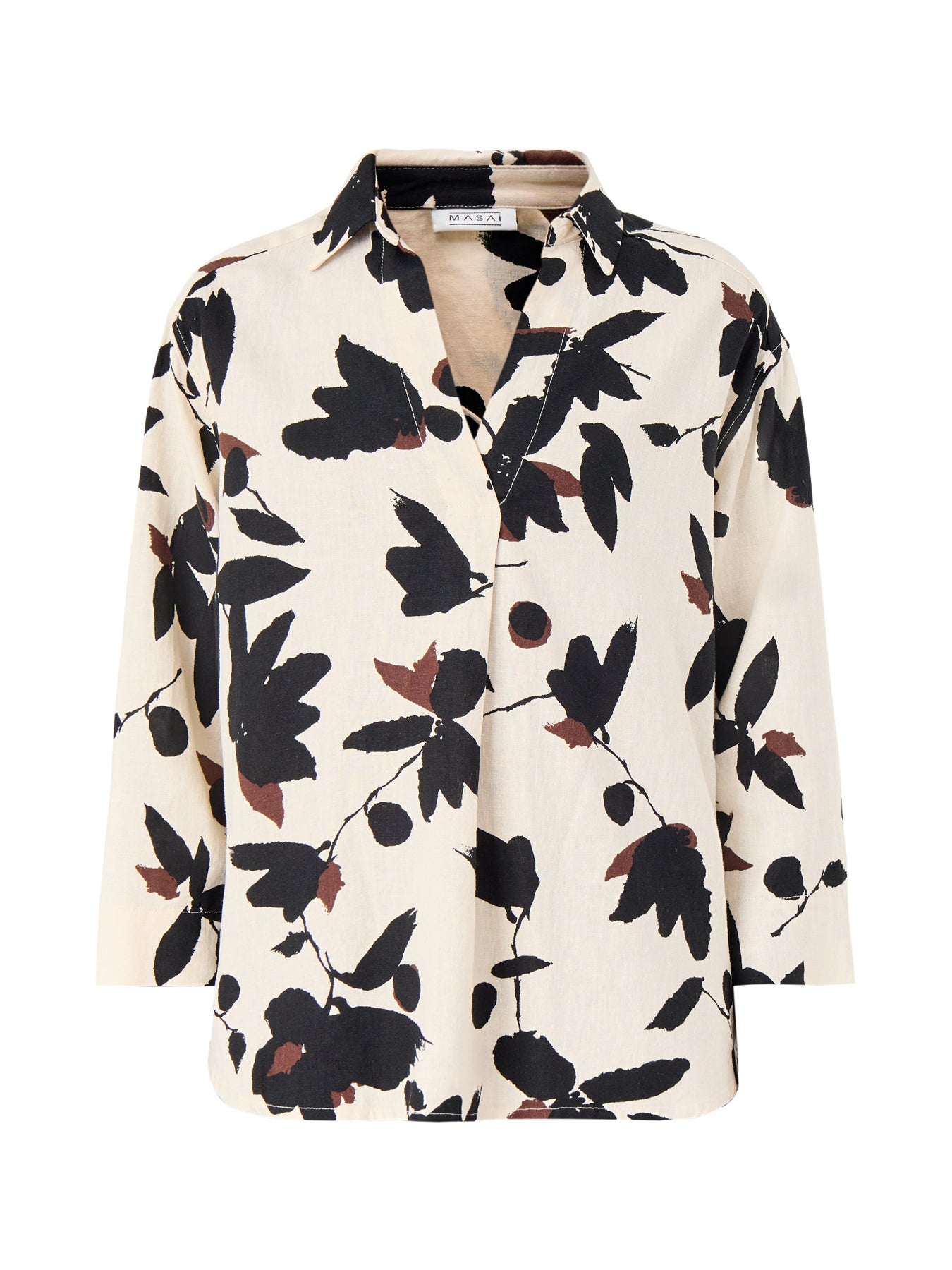 Darale Printed Linen Mix Top 3/4 Sleeve