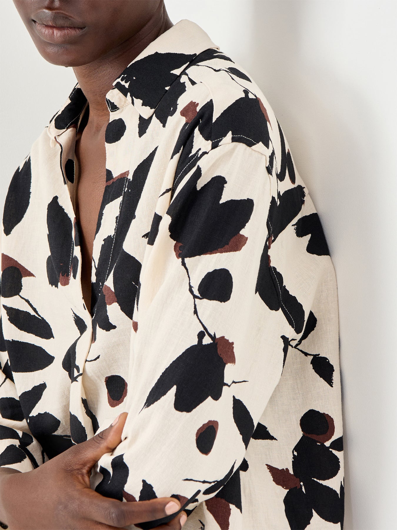 Darale Printed Linen Mix Top 3/4 Sleeve