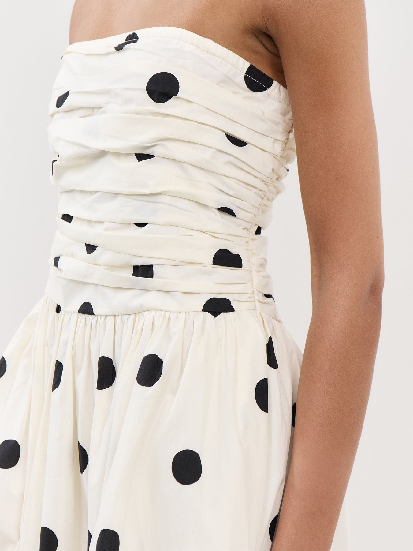 White Polka Dot Bandeau Felicity Midi Dress