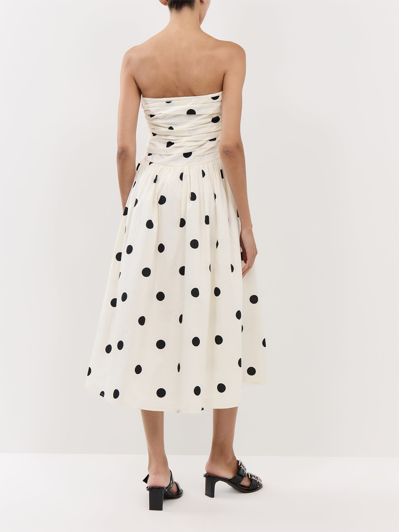 White Polka Dot Bandeau Felicity Midi Dress