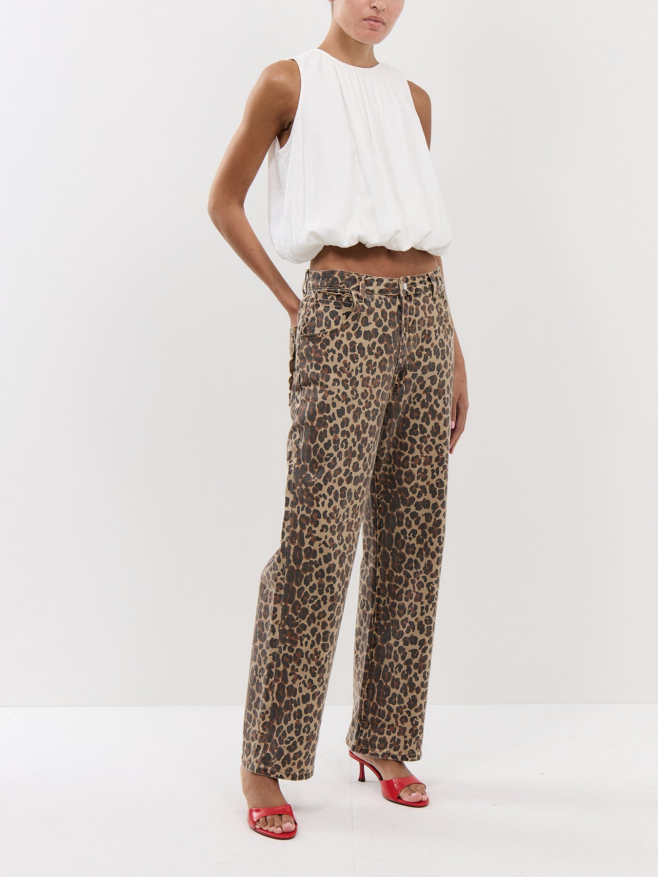 White Linen-blend Sleeveless Bubble Hem Top