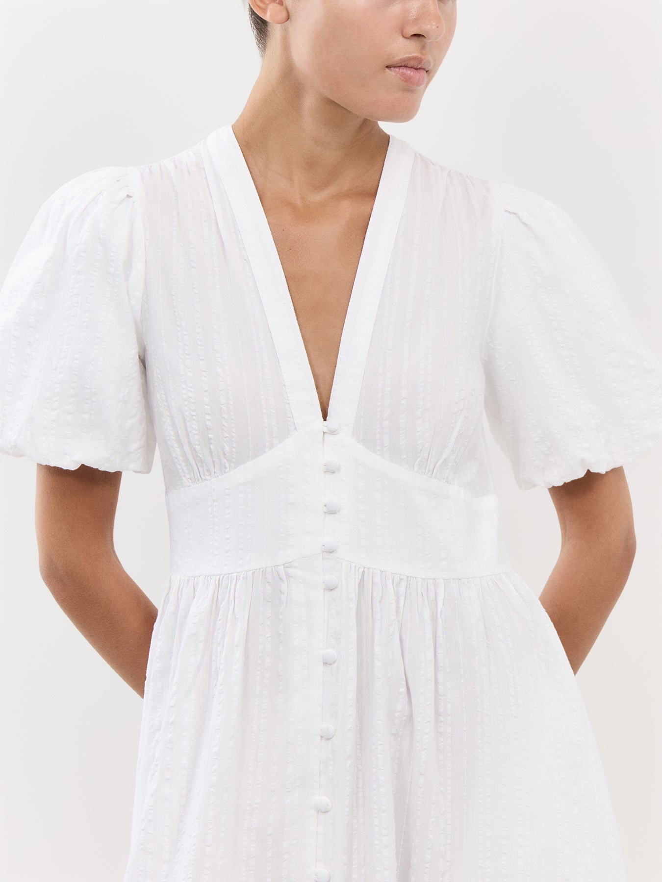 White Short Sleeve Starlight Midi Dress