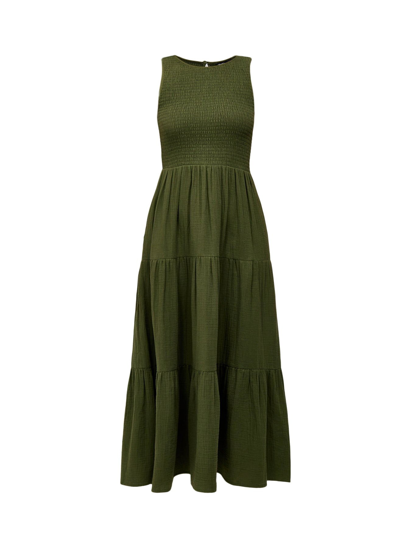 Green Sleeveless Tiered Charlie Midi