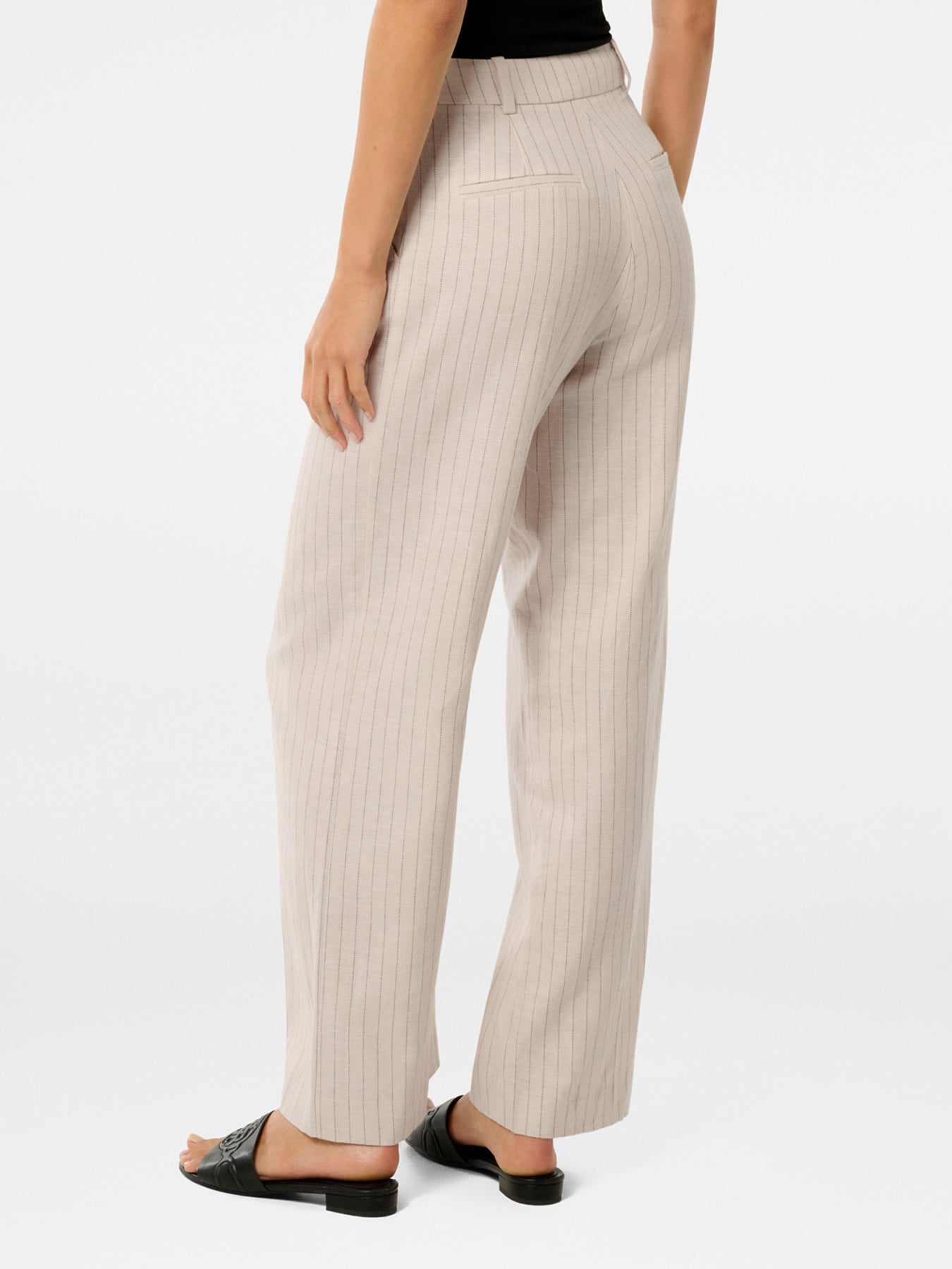 Blake Linen Pinstriped Wide Leg Pants