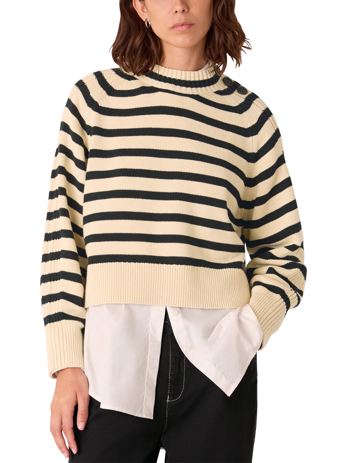Stripe Detail Cotton Knit