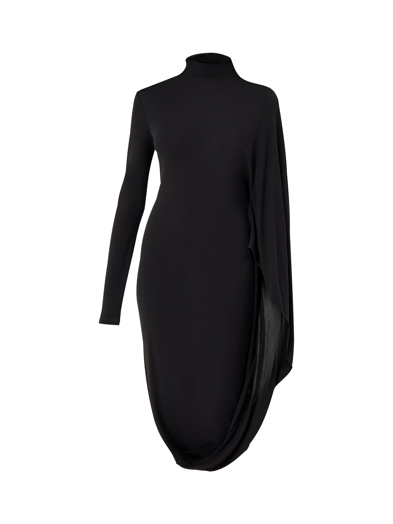Crepe Jersey Cape Dress Black