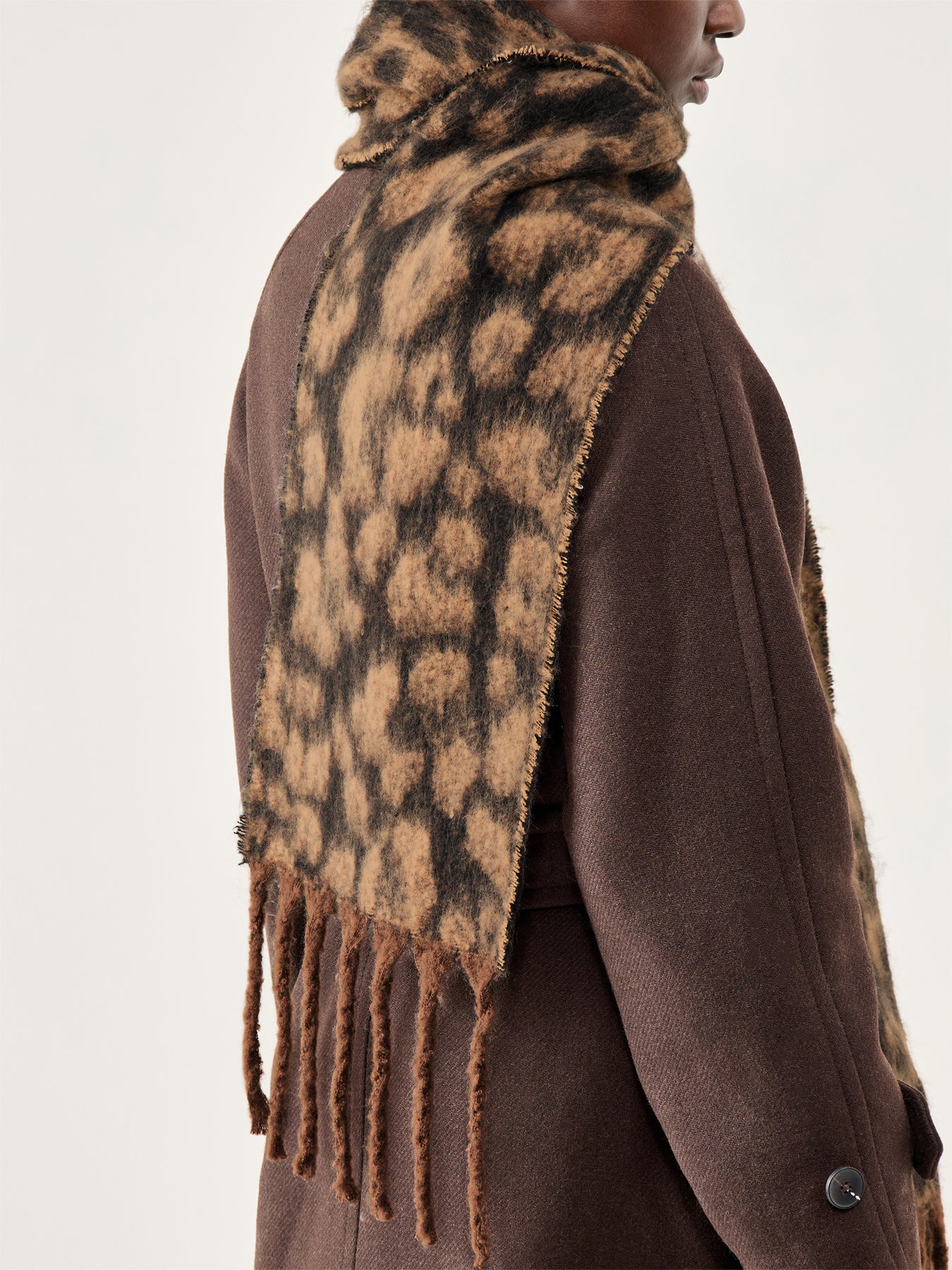 Jordan Leopard Print Scarf Brown