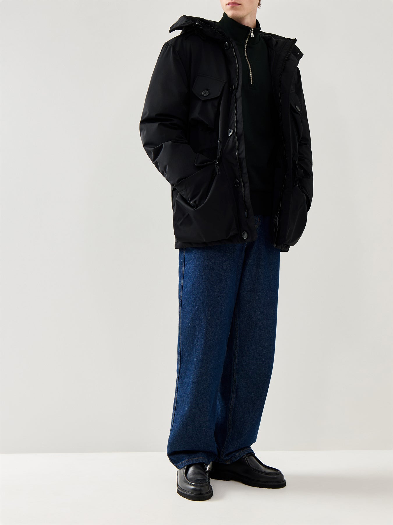 Patch Pocket Puffer Jacket Black