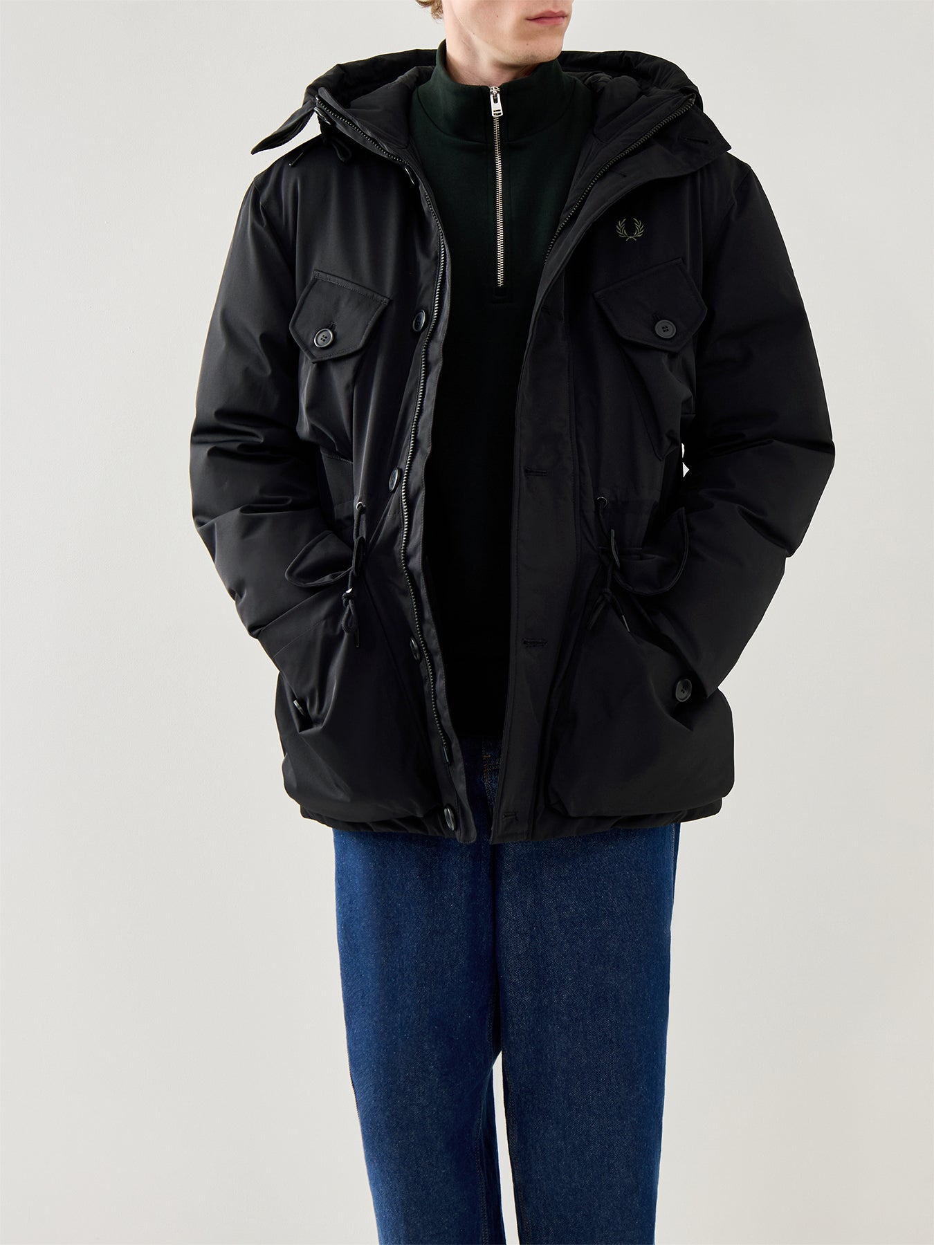 Patch Pocket Puffer Jacket Black