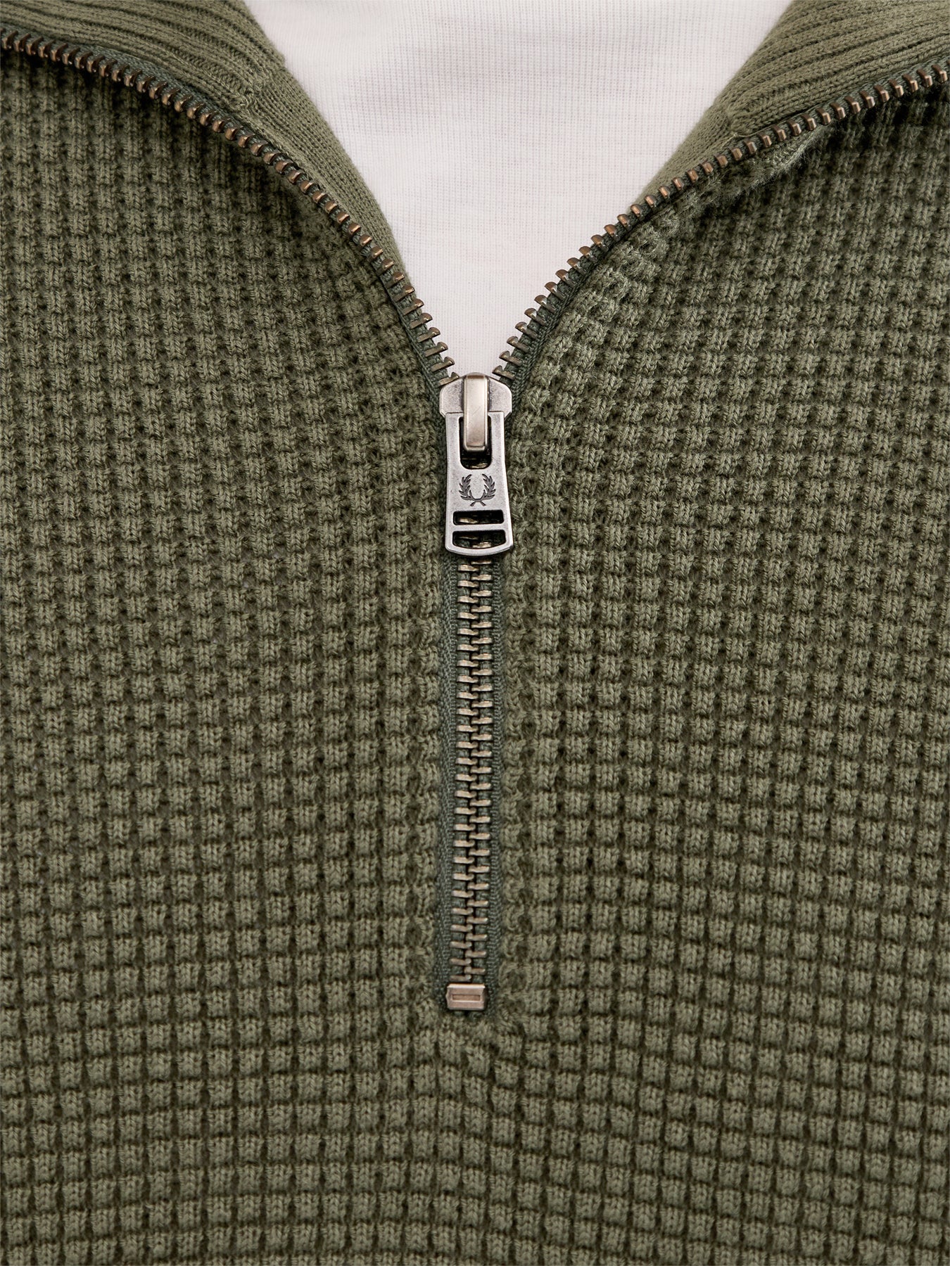 Waffle Stitch Half Zip Jumper Green