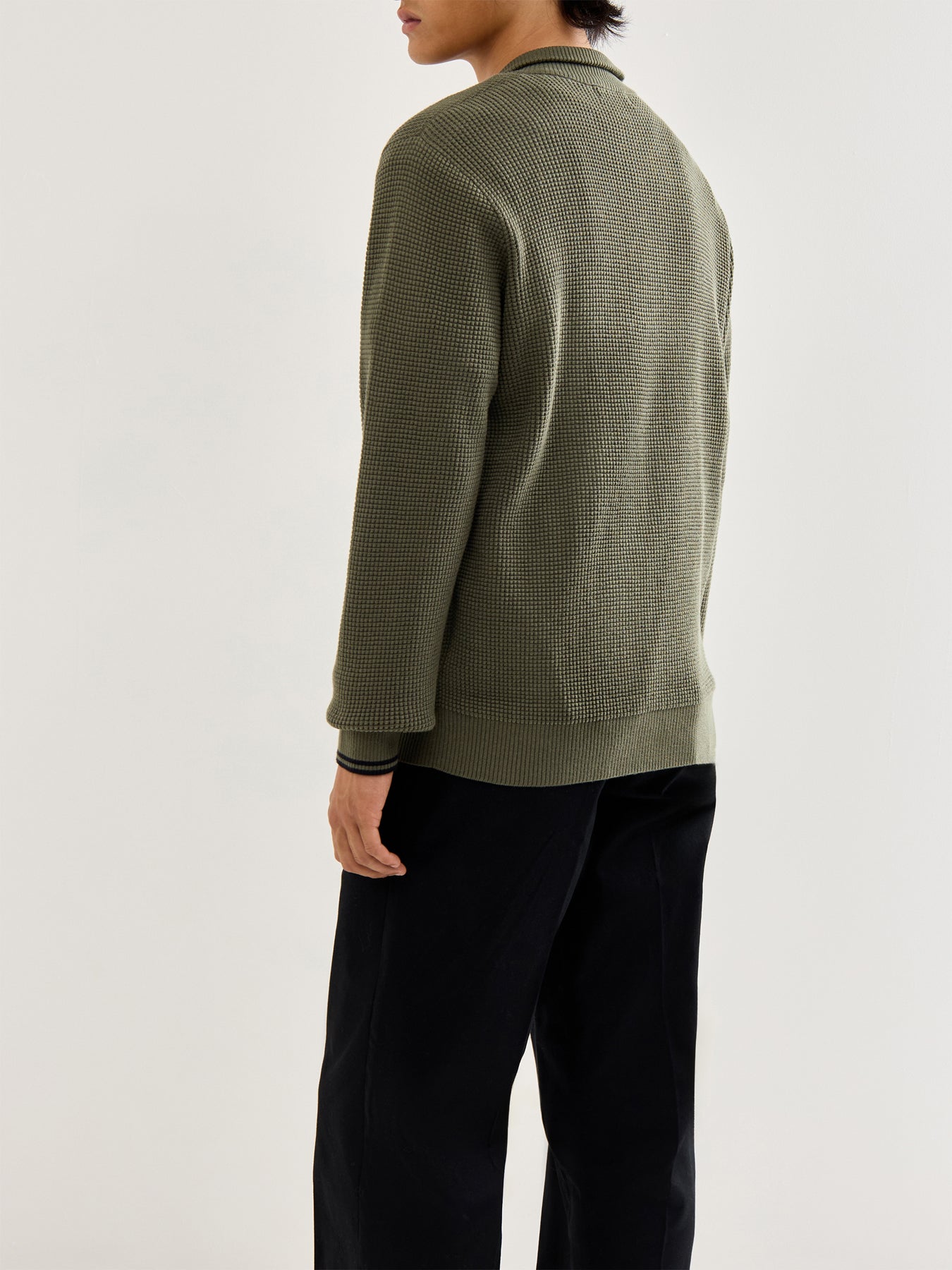 Waffle Stitch Half Zip Jumper Green