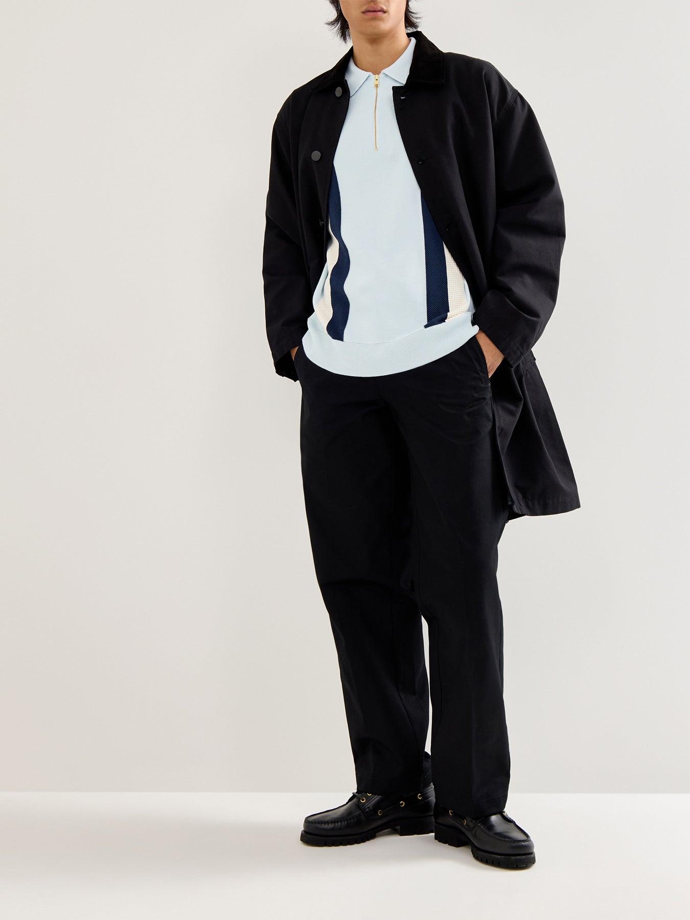 Multi Texture Knitted Zip Polo Mix