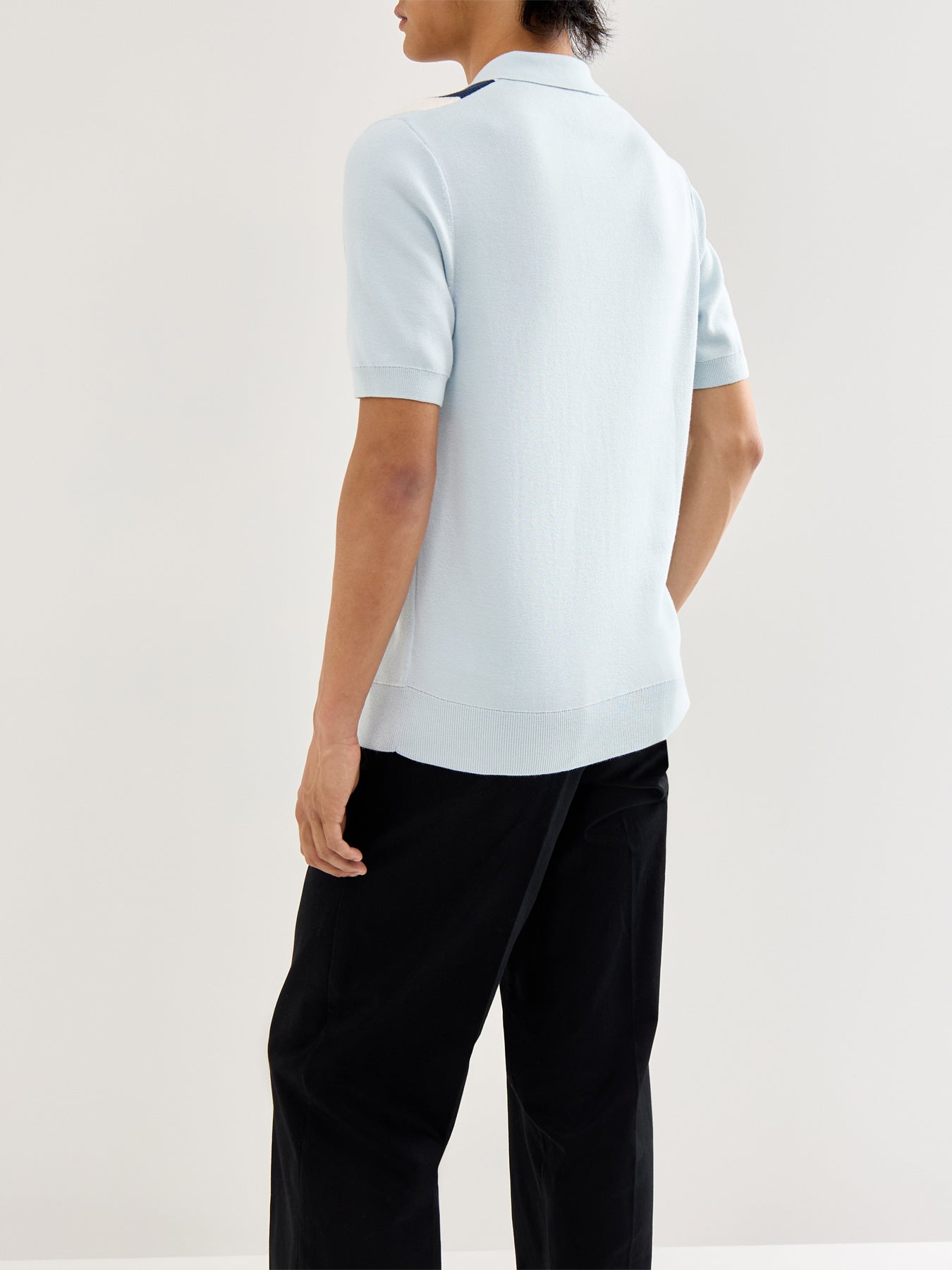 Multi Texture Knitted Zip Polo Mix