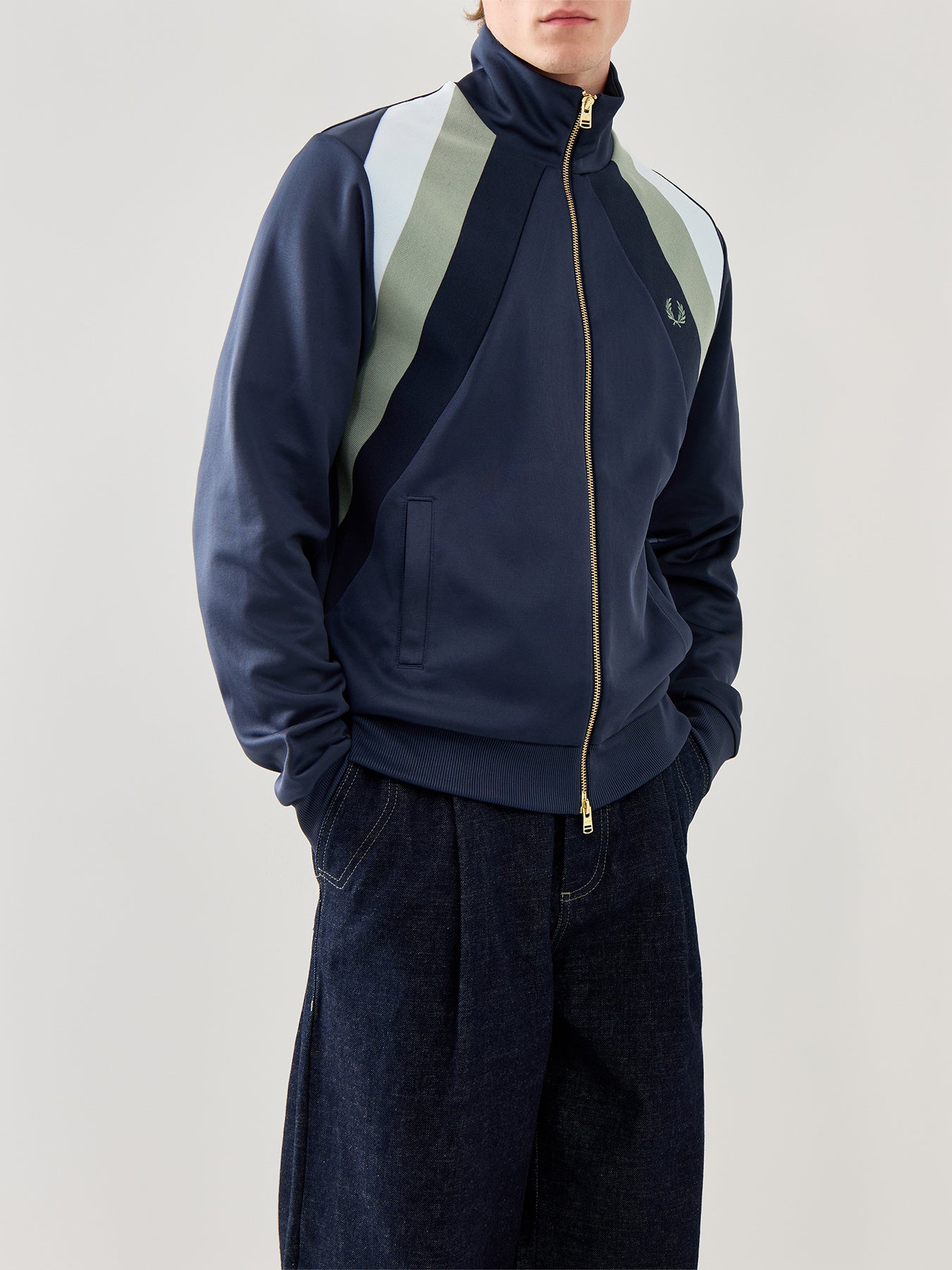 Striped Panel Track Jacket Blue