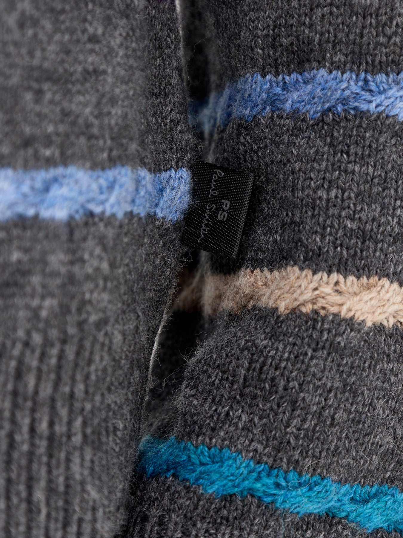 Stripe Wool Cardigan Button Thru Black