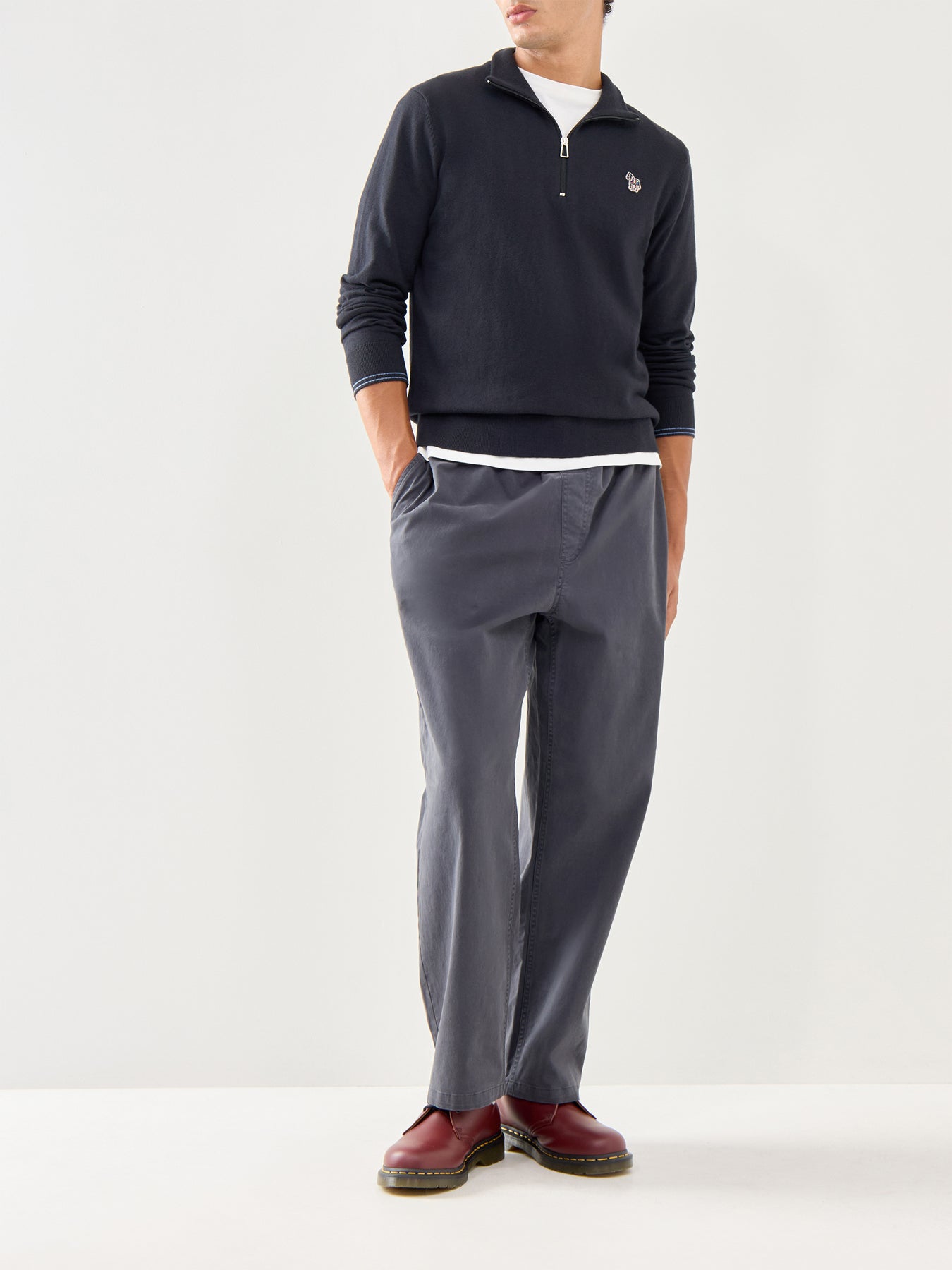 Zebra 1/4 Zip Cotton Knitwear Black