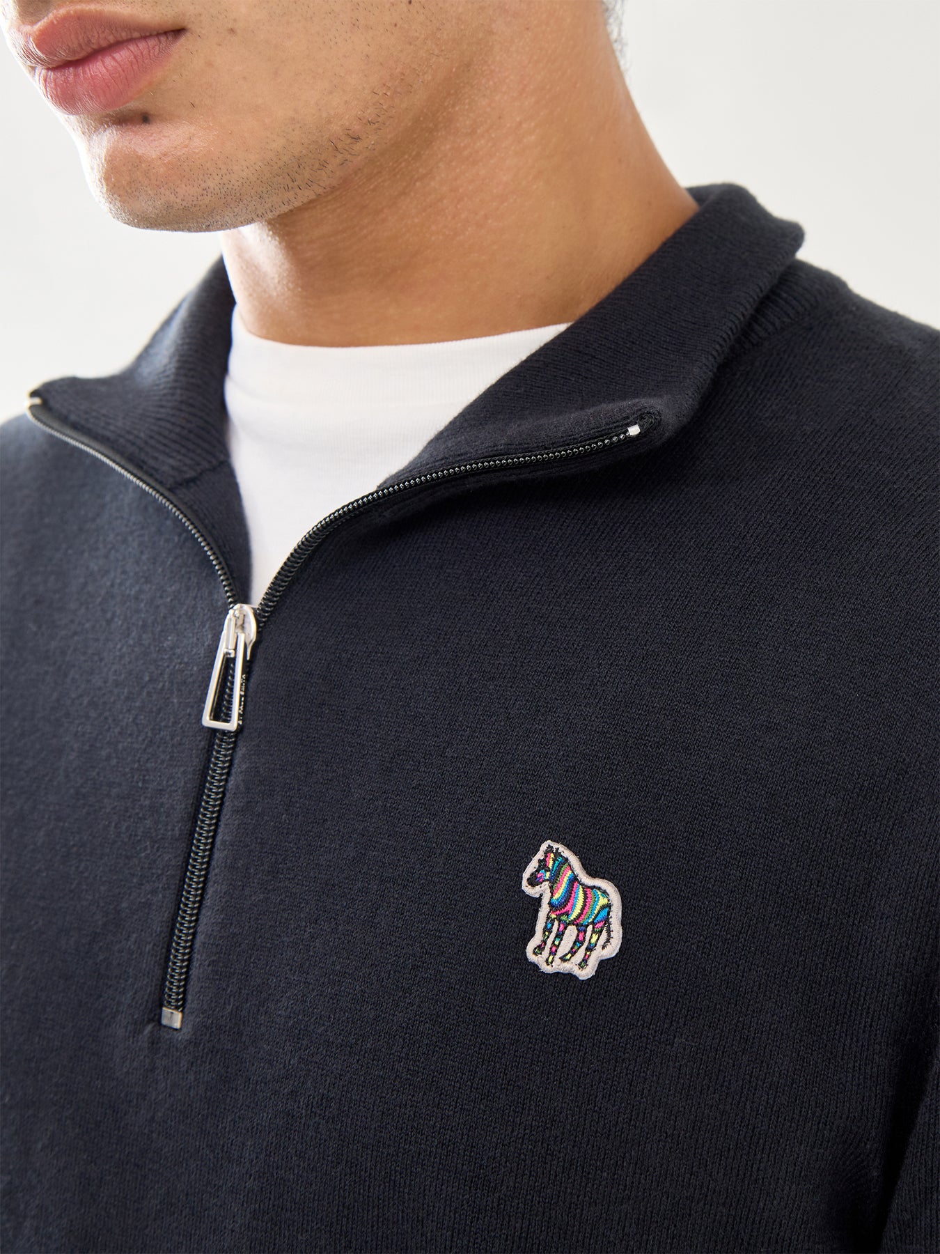 Zebra 1/4 Zip Cotton Knitwear Black