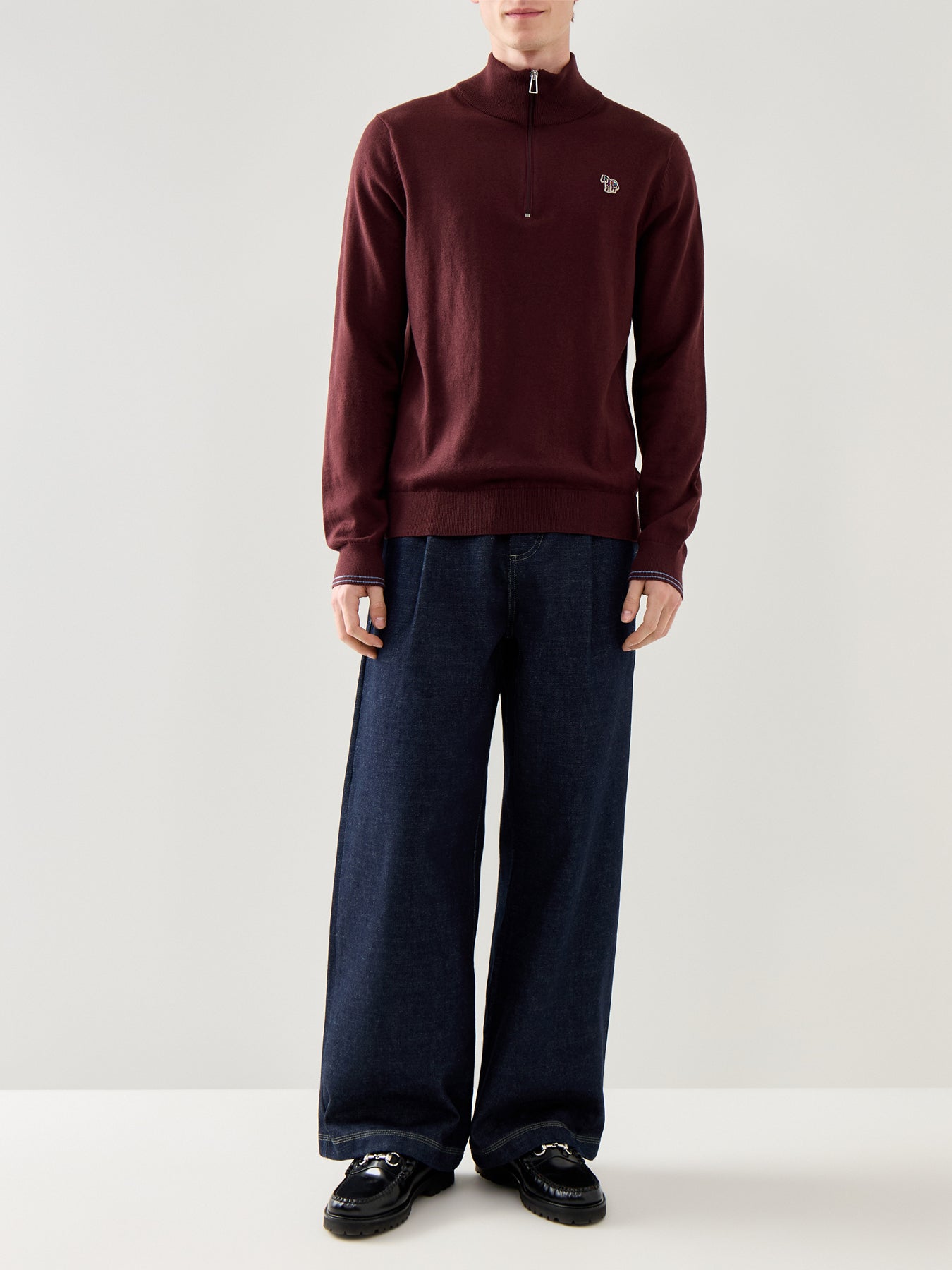 Zebra 1/4 Zip Cotton Knitwear Red