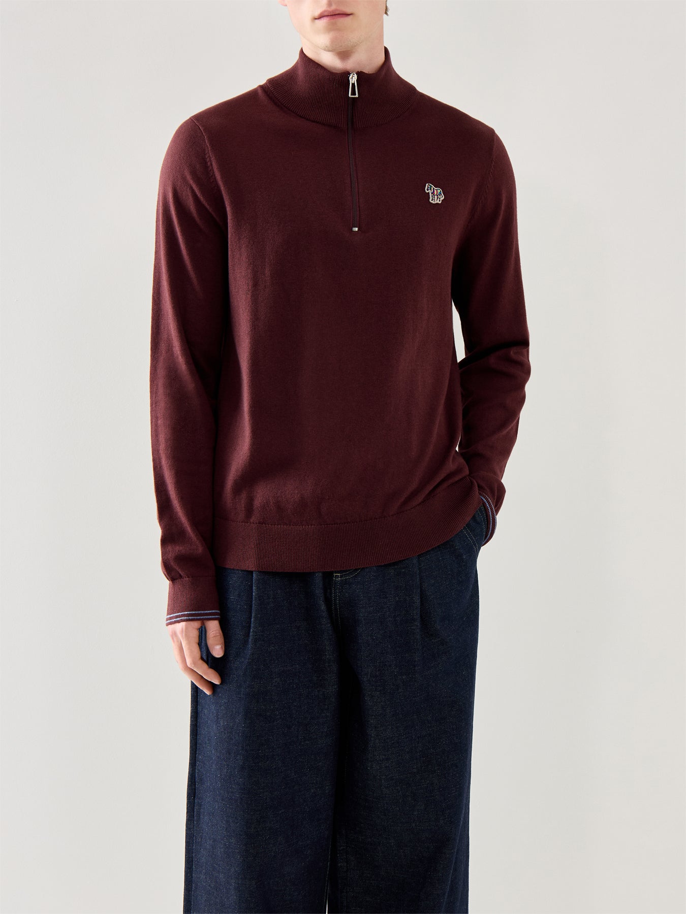 Zebra 1/4 Zip Cotton Knitwear Red