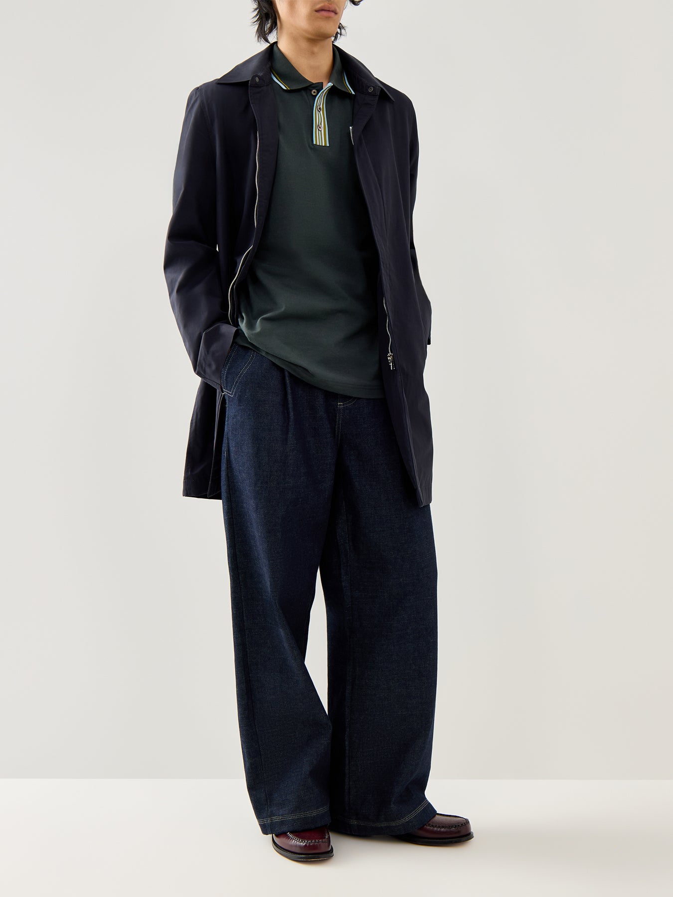 Stripe Plaquet Polo Tops Bottle Green