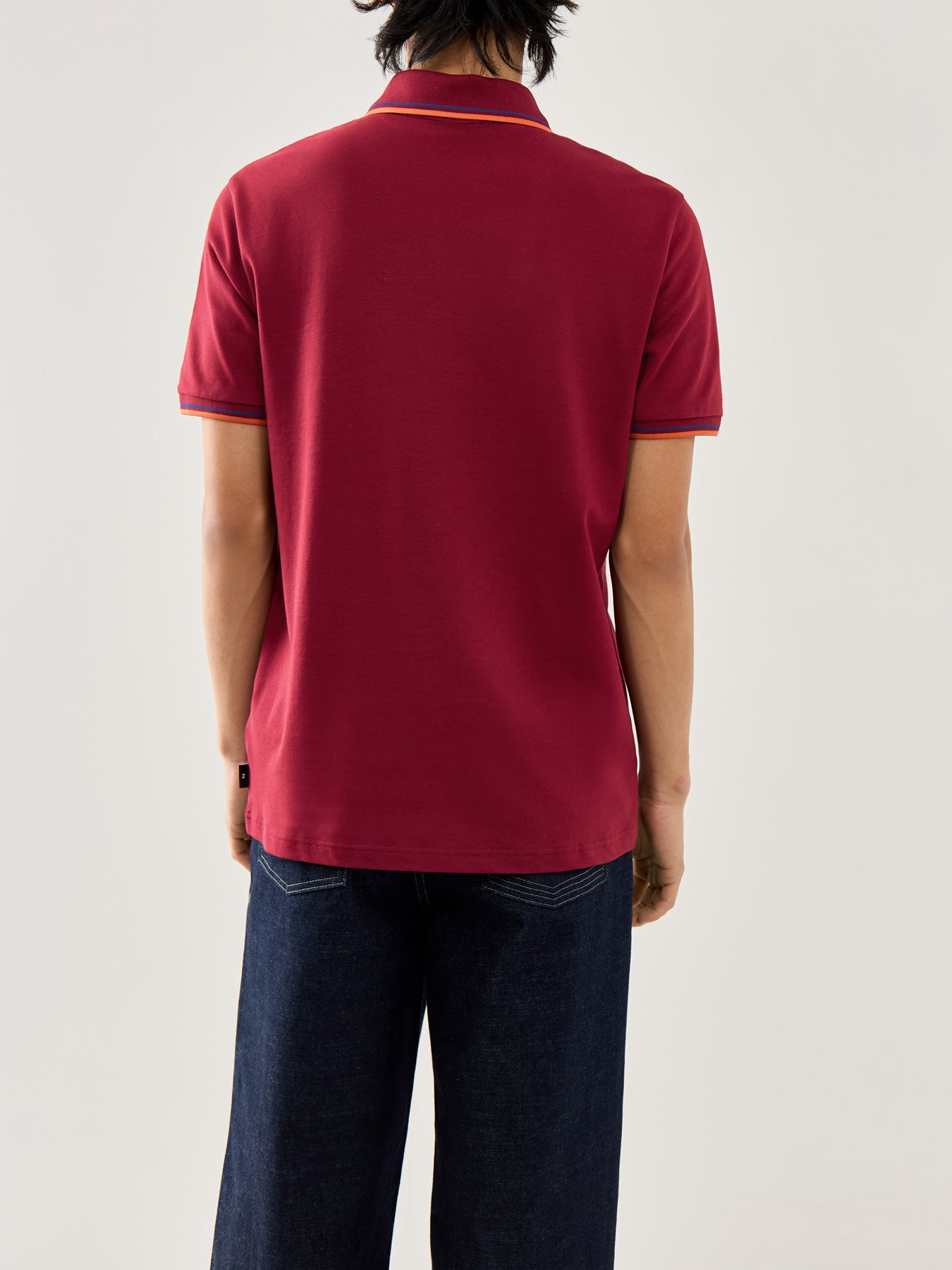 Stripe Plaquet Polo Tops Burgundy