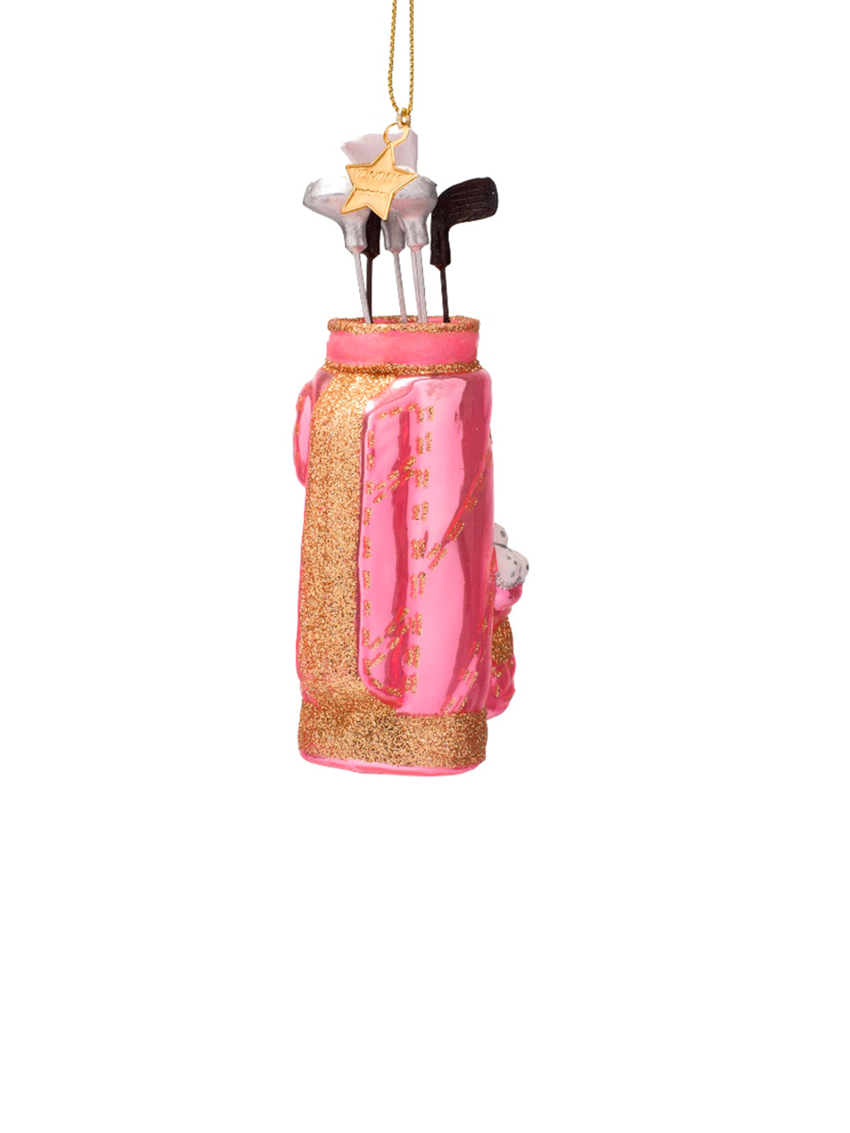 Pink Golf Bag Glass Christmas Hanging Decoration