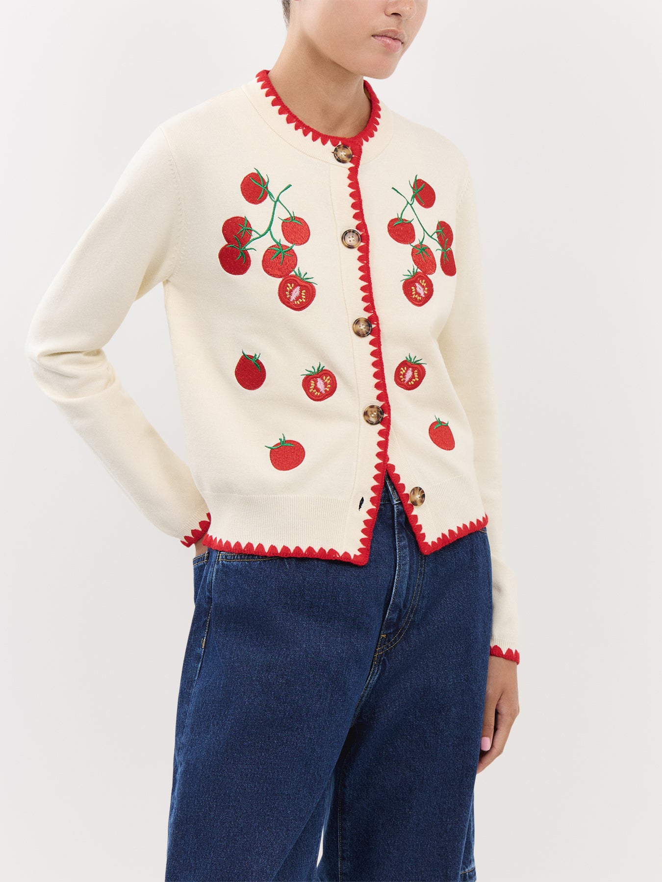 Tomato Embroidered Cardi