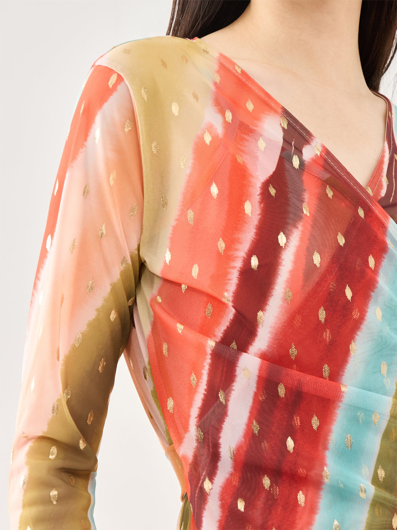 Sunset Stripe Mini Wrap Dress